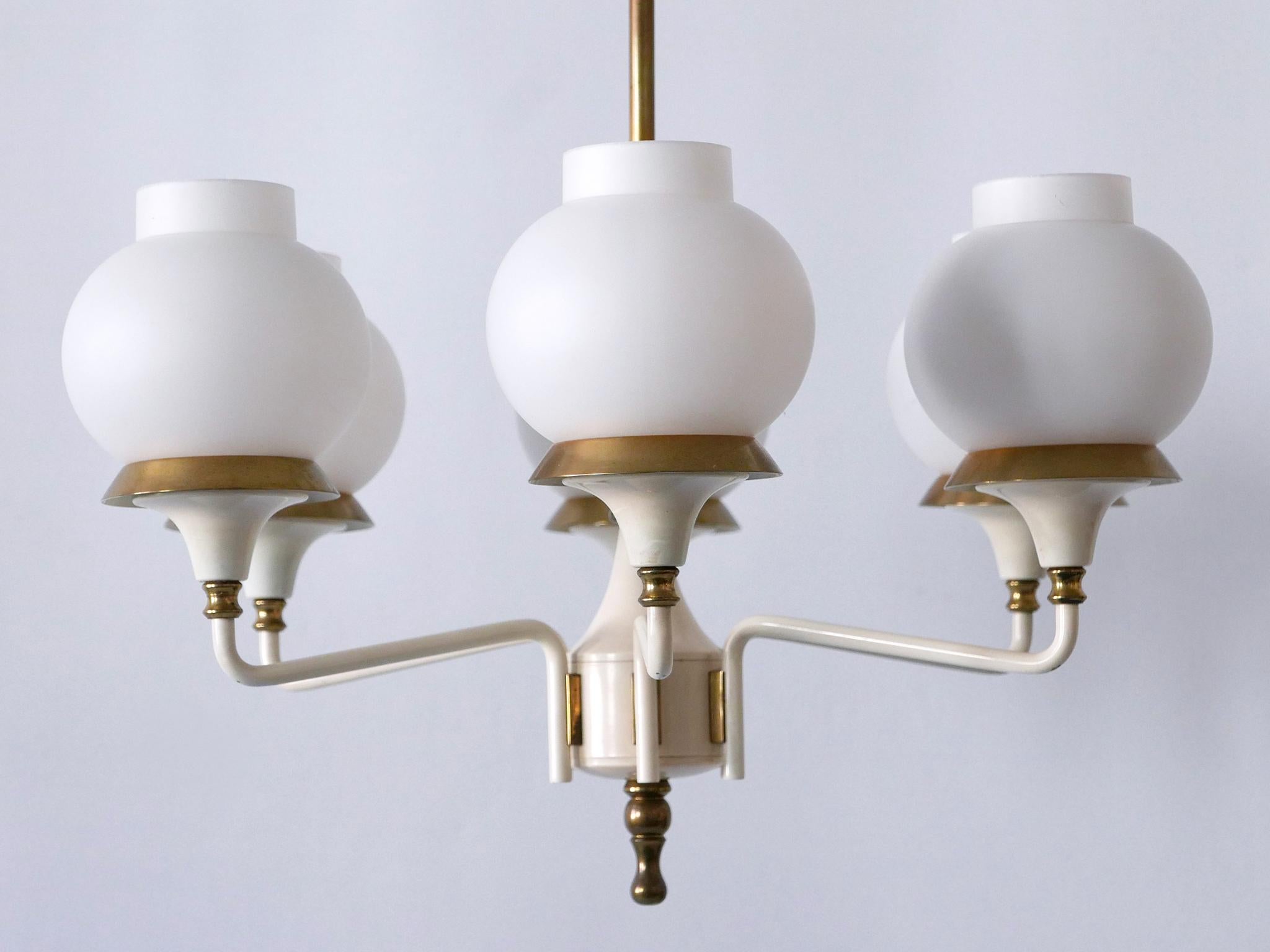 Mid-Century Modern Six-Armed Tulipan Pendant Lamp or Chandelier by Kaiser 1950s For Sale 10
