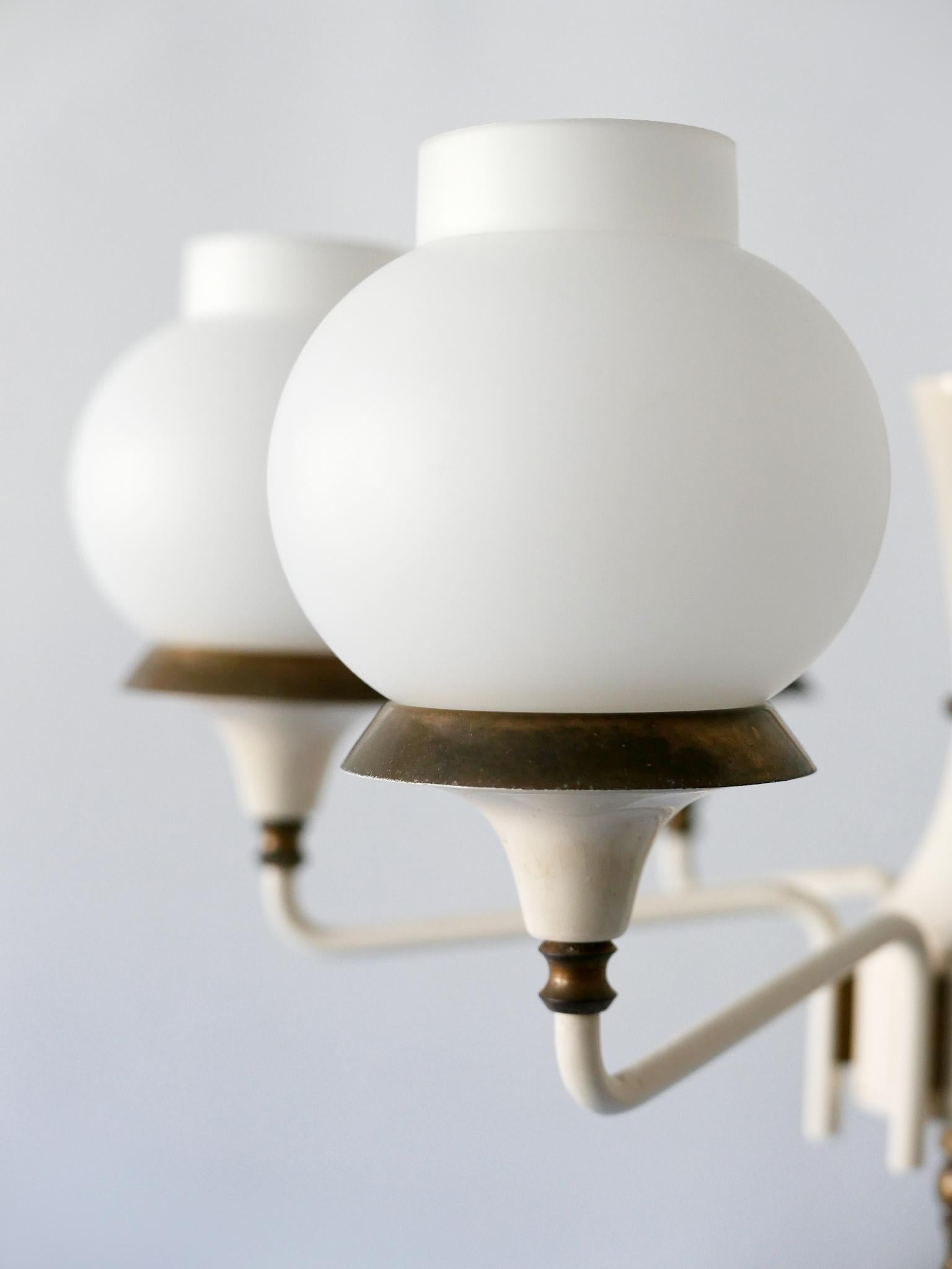 Mid-Century Modern Six-Armed Tulipan Pendant Lamp or Chandelier by Kaiser 1950s 11