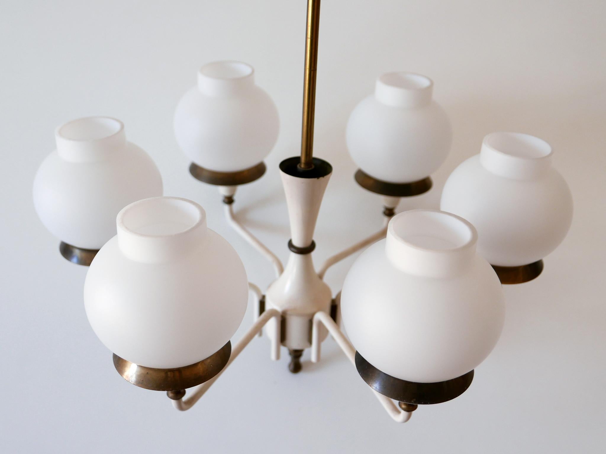 Mid-Century Modern Six-Armed Tulipan Pendant Lamp or Chandelier by Kaiser 1950s 12