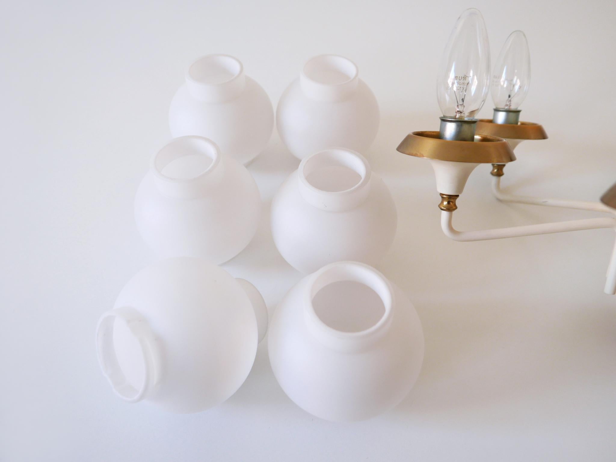 Lampada a sospensione o lampadario a sei braccia Tulipano di Kaiser del 1950, metà del secolo scorso in vendita 12