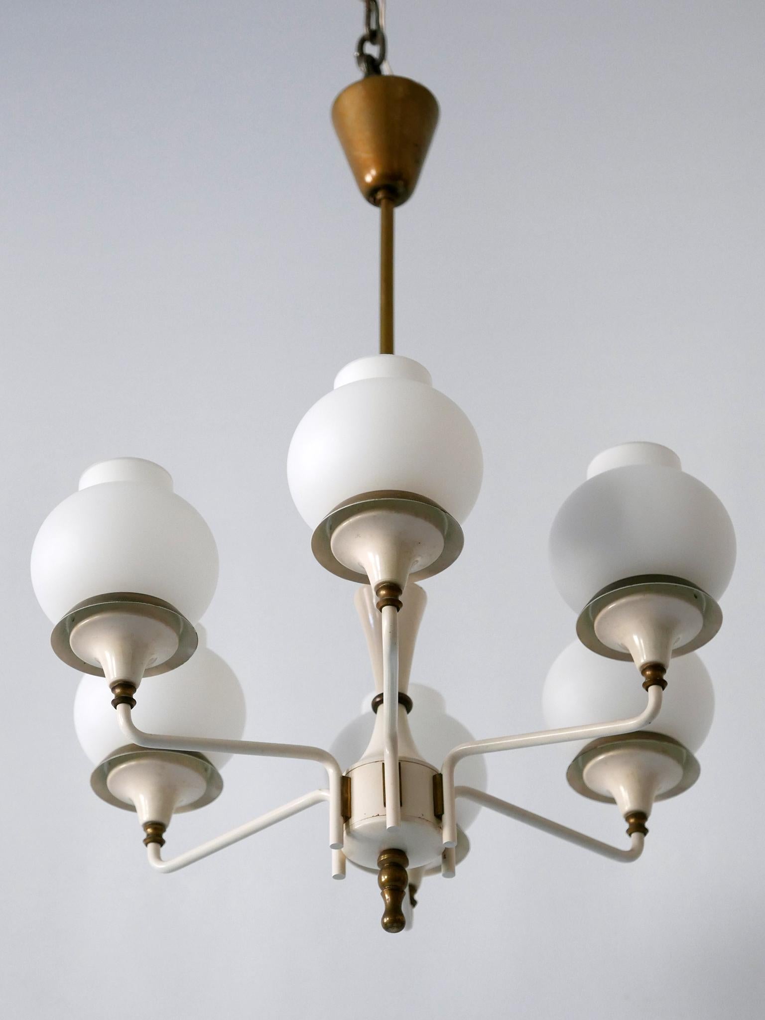 Mid-Century Modern Six-Armed Tulipan Pendant Lamp or Chandelier by Kaiser 1950s 1