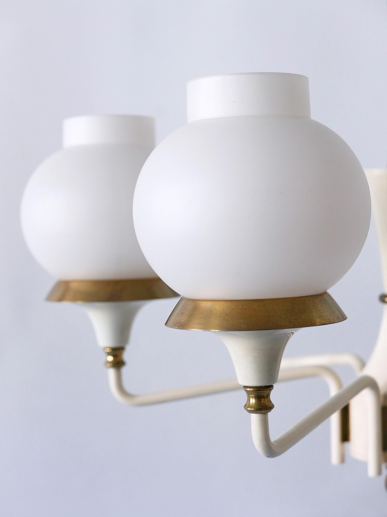Lampada a sospensione o lampadario a sei braccia Tulipano di Kaiser del 1950, metà del secolo scorso in vendita 1