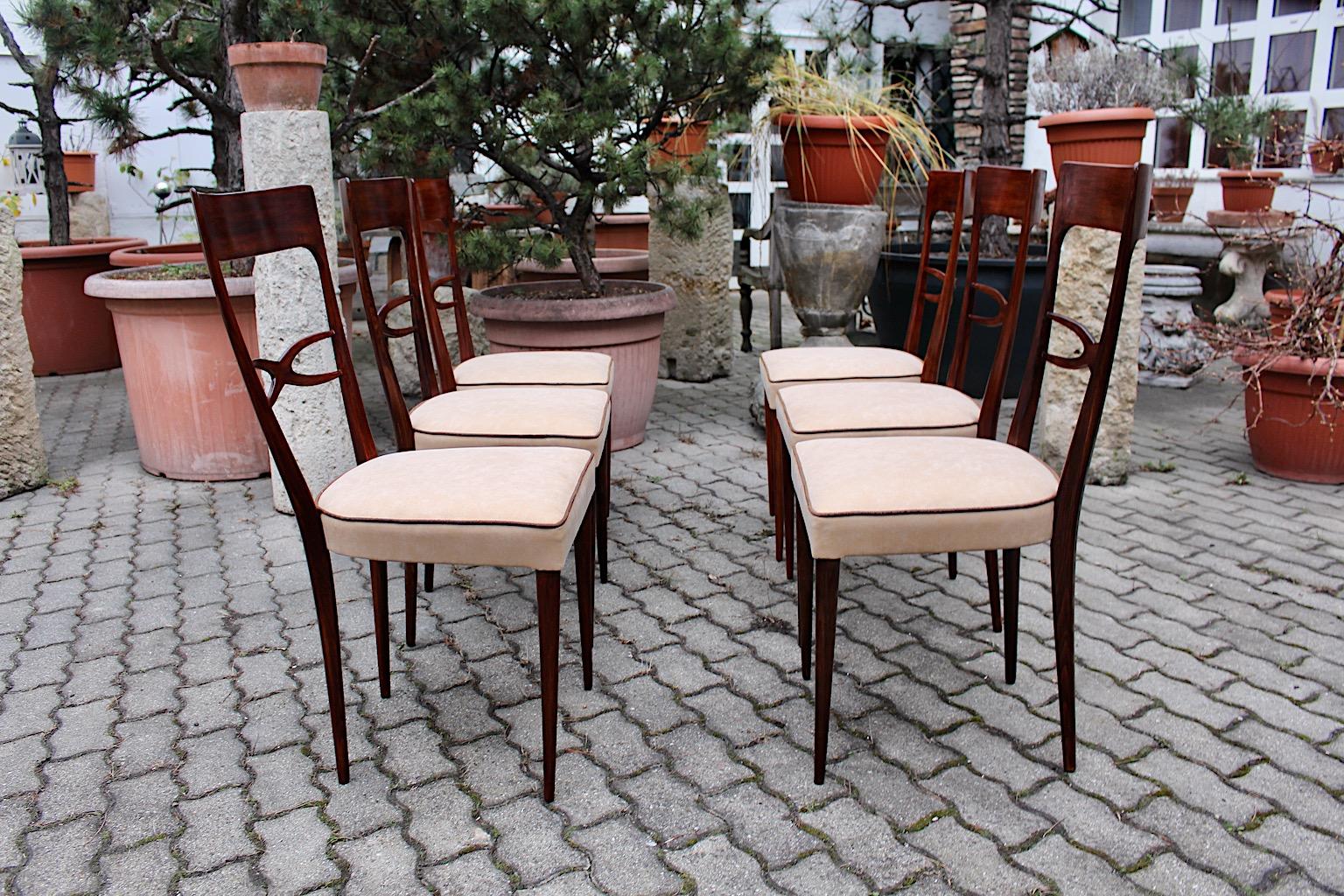 Mid-Century Modern Six Dining Chairs Brown Beech Melchiorre Bega, 1950, Italy 3
