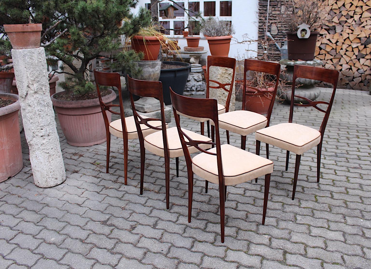 Mid-Century Modern Six Dining Chairs Brown Beech Melchiorre Bega, 1950, Italy 4