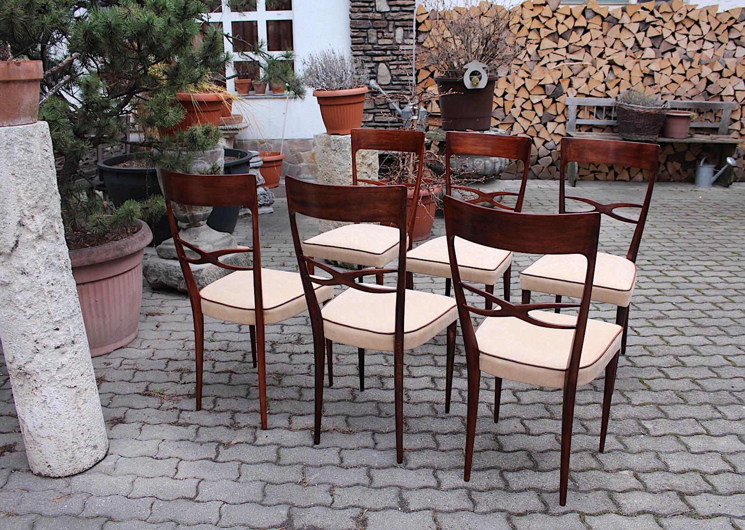 Mid-Century Modern Six Dining Chairs Brown Beech Melchiorre Bega, 1950, Italy 5