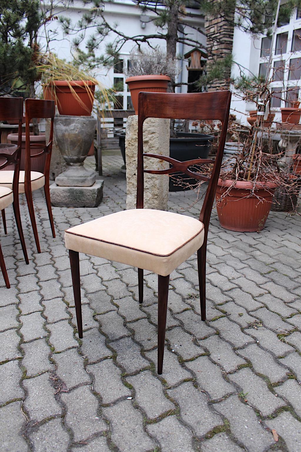Mid-Century Modern Six Dining Chairs Brown Beech Melchiorre Bega, 1950, Italy 6