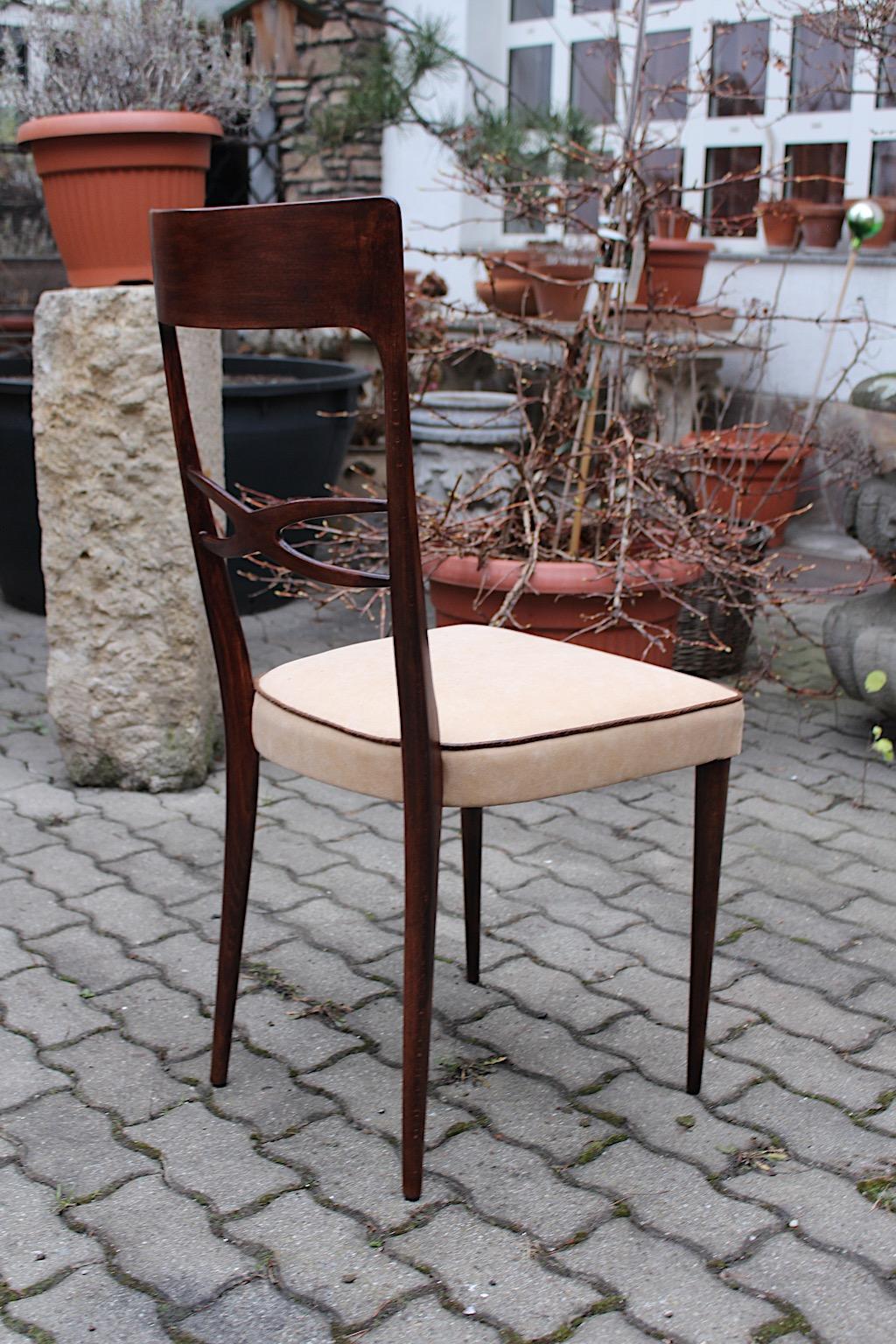 Mid-Century Modern Six Dining Chairs Brown Beech Melchiorre Bega, 1950, Italy 8