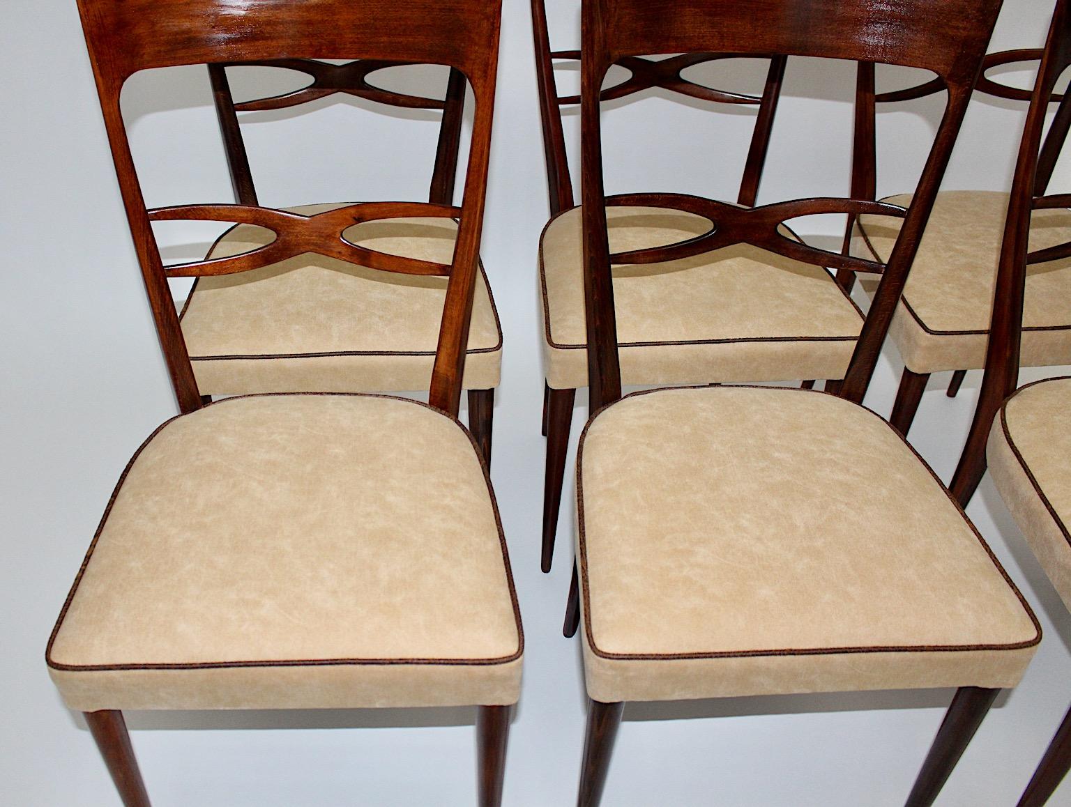 Mid-Century Modern Six Dining Chairs Brown Beech Melchiorre Bega, 1950, Italy 9