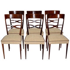 Mid-Century Modern Six Dining Chairs Brown Beech Melchiorre Bega, 1950, Italy