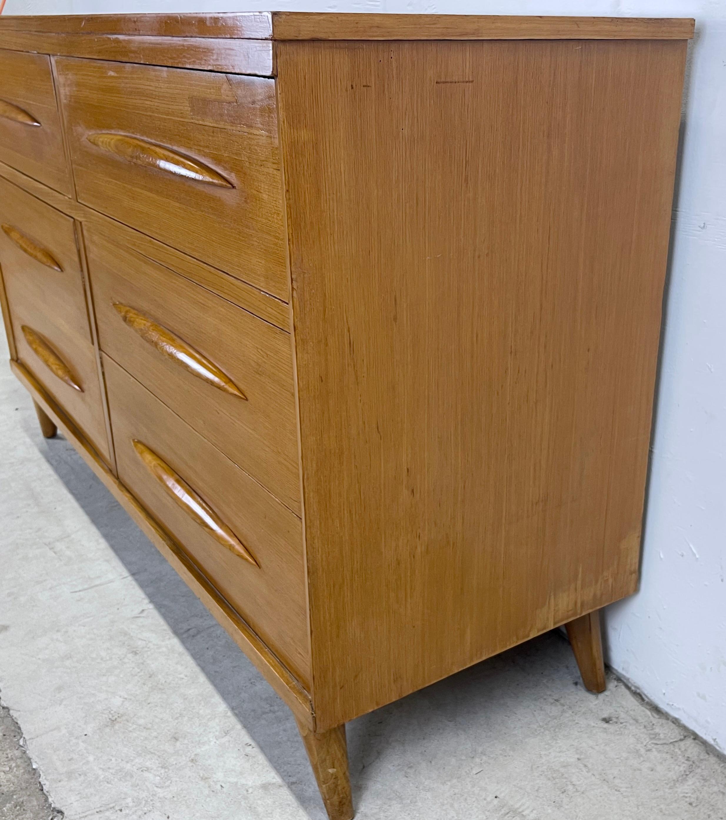 Wood Mid-Century Modern Six Drawer Dresser For Sale