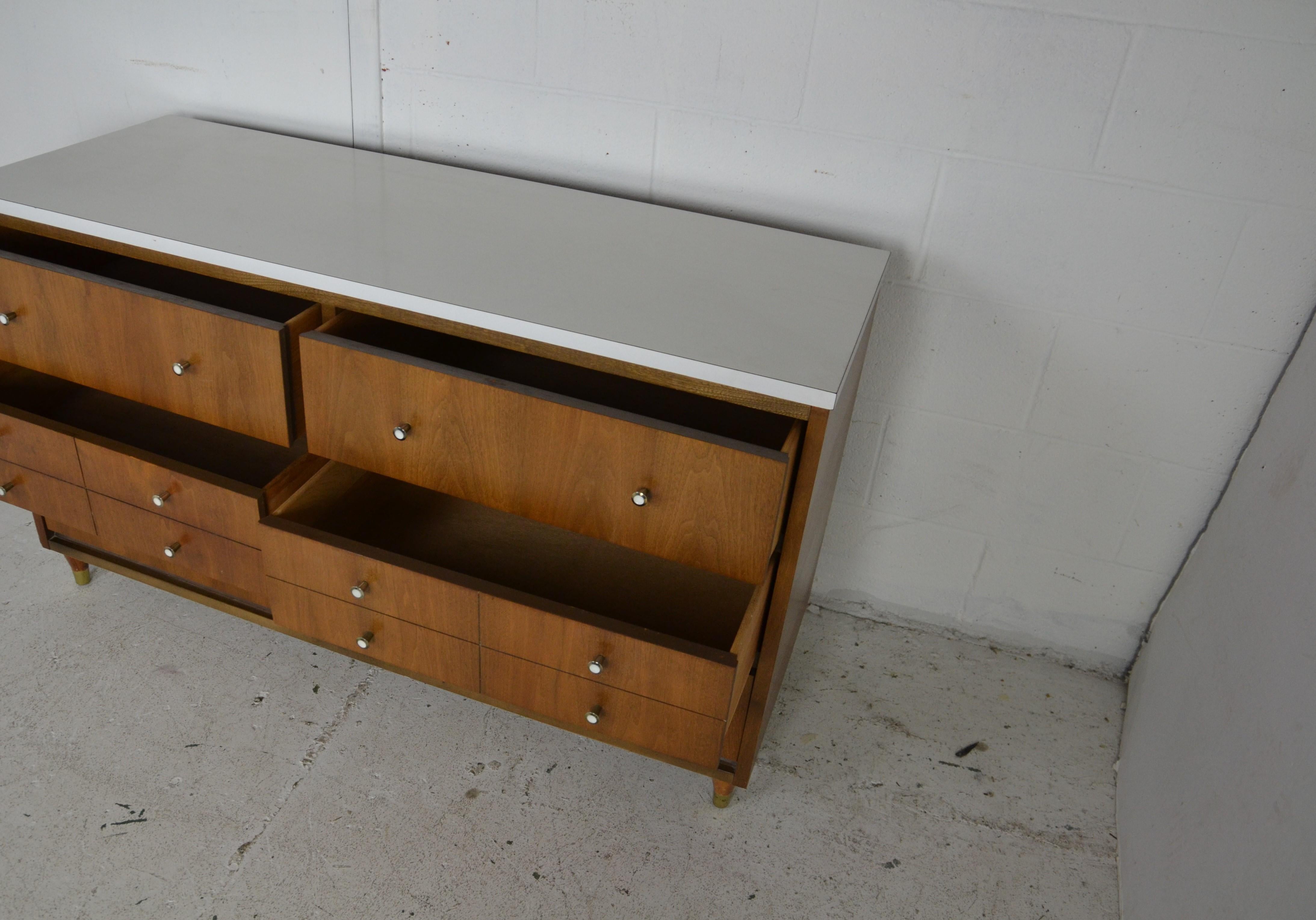 Wood Mid-Century Modern Six- Drawer Dresser
