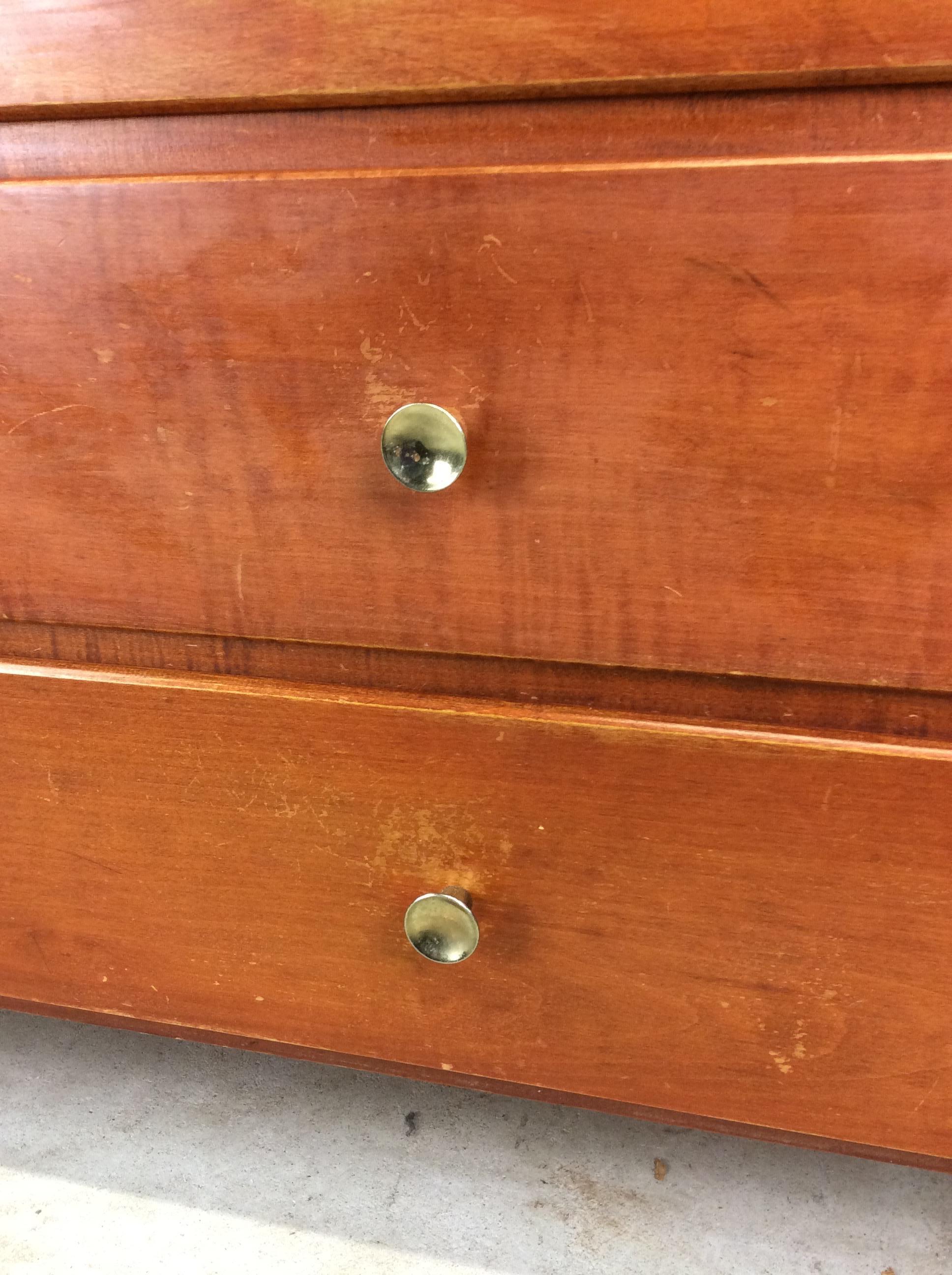 Mid Century Modern Sechs Schubladen Ahorn Lowboy Kommode im Angebot 4
