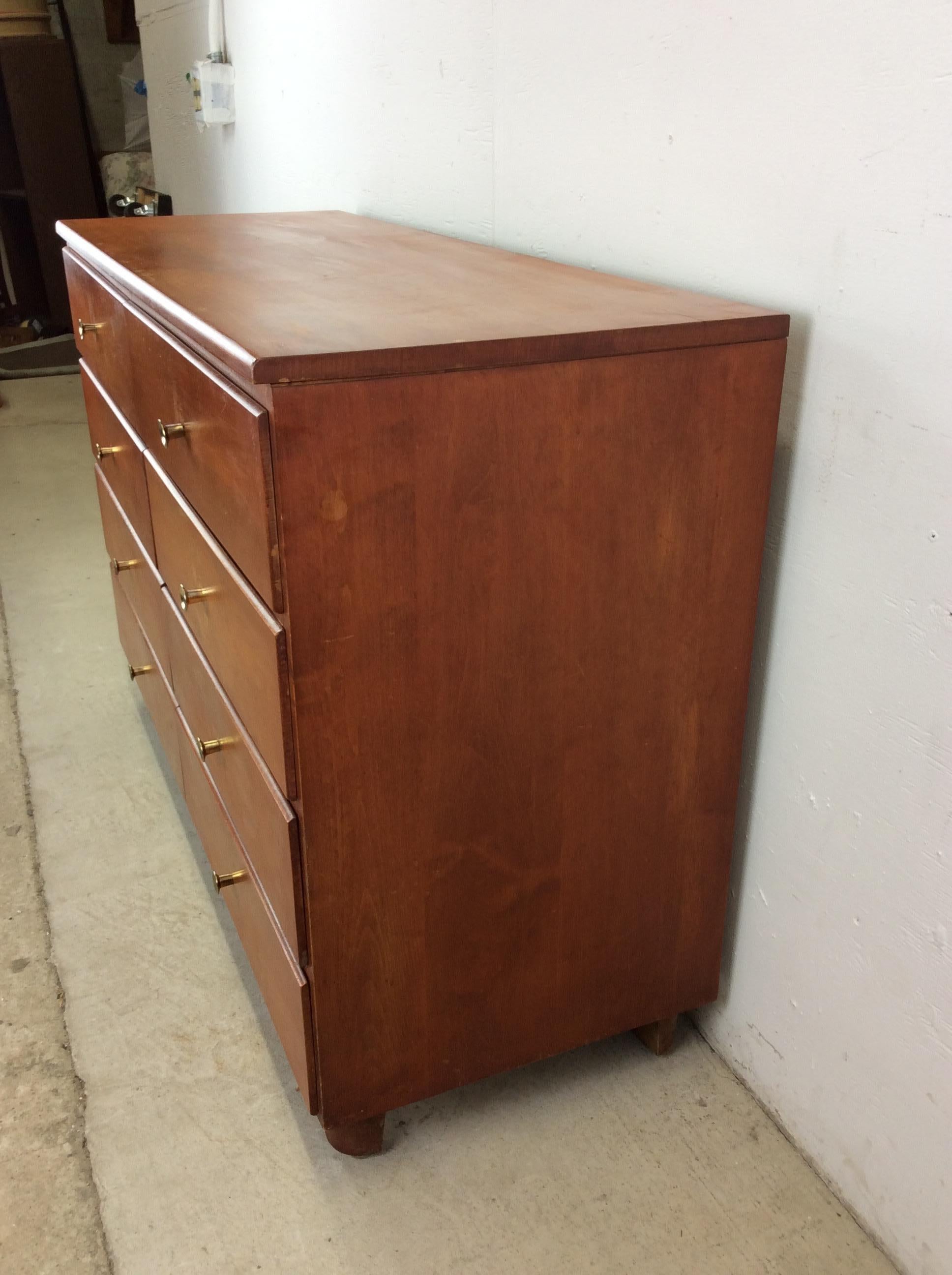 Mid Century Modern Sechs Schubladen Ahorn Lowboy Kommode im Angebot 10
