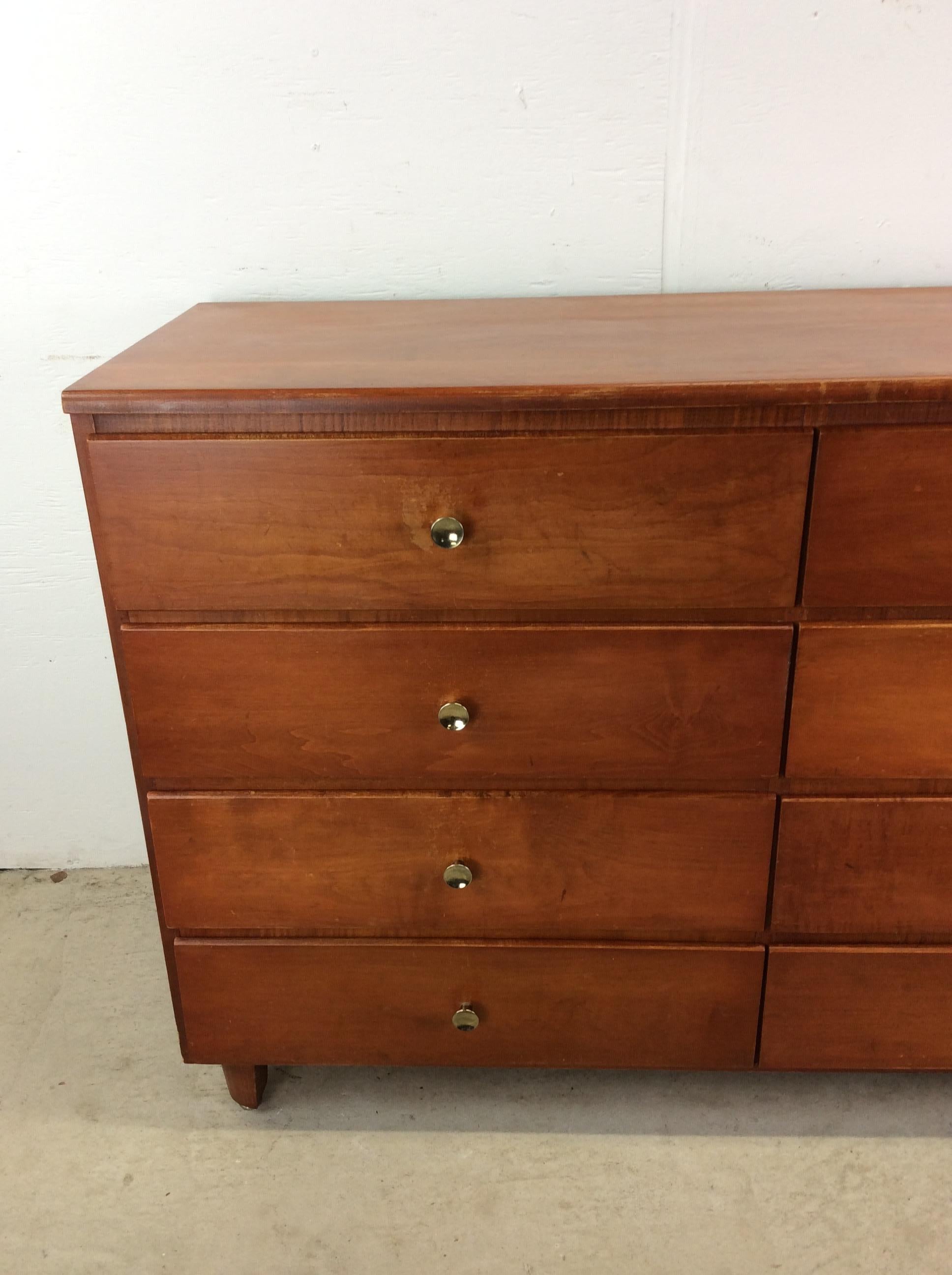 Mid Century Modern Sechs Schubladen Ahorn Lowboy Kommode (amerikanisch) im Angebot