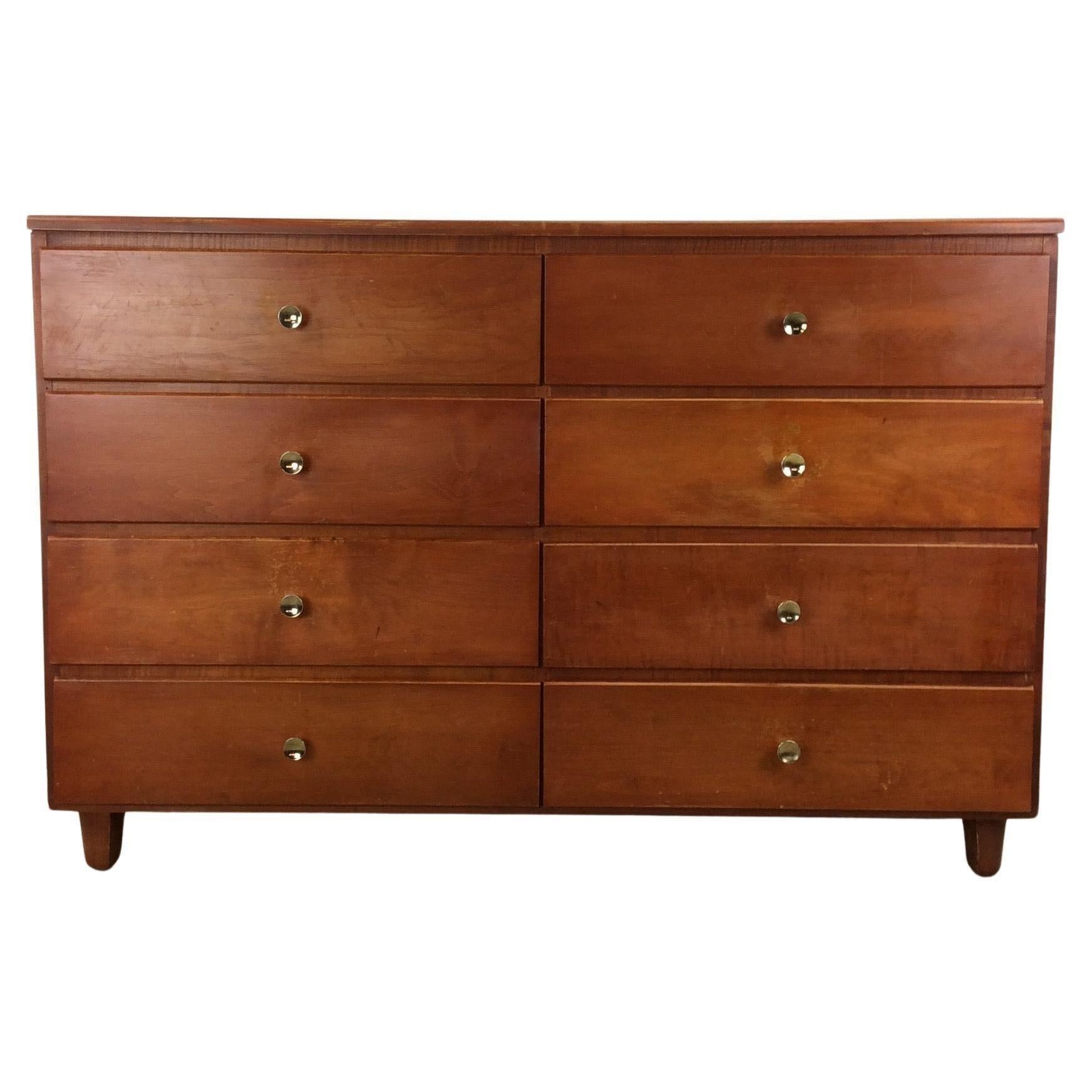 Mid Century Modern Six Drawer Maple Lowboy Dresser