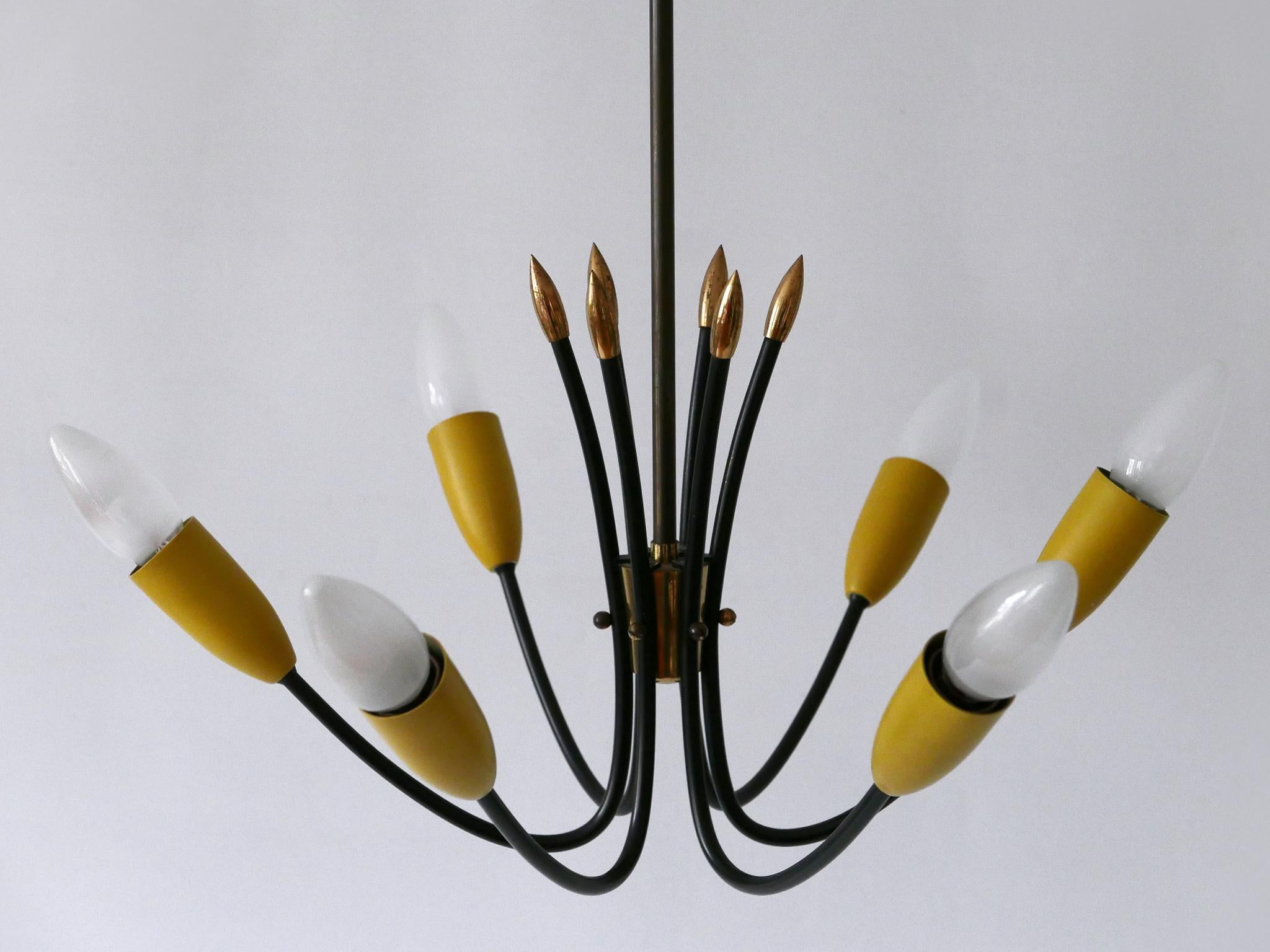 Mid Century Modern Six-Flamed Sputnik Chandelier or Ceiling Lamp Germany 1950s 6