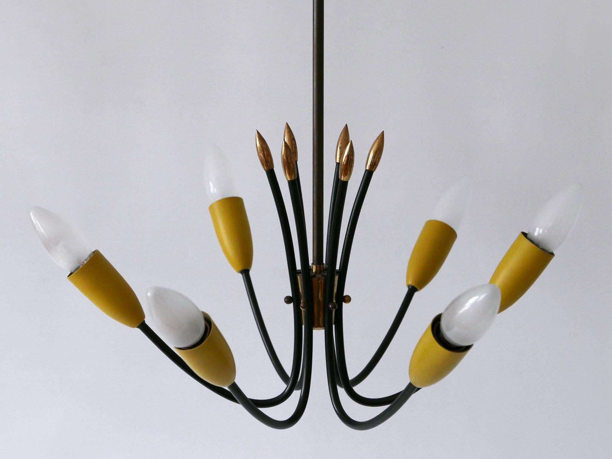 Mid-20th Century Mid Century Modern Six-Flamed Sputnik Chandelier or Ceiling Lamp Germany 1950s