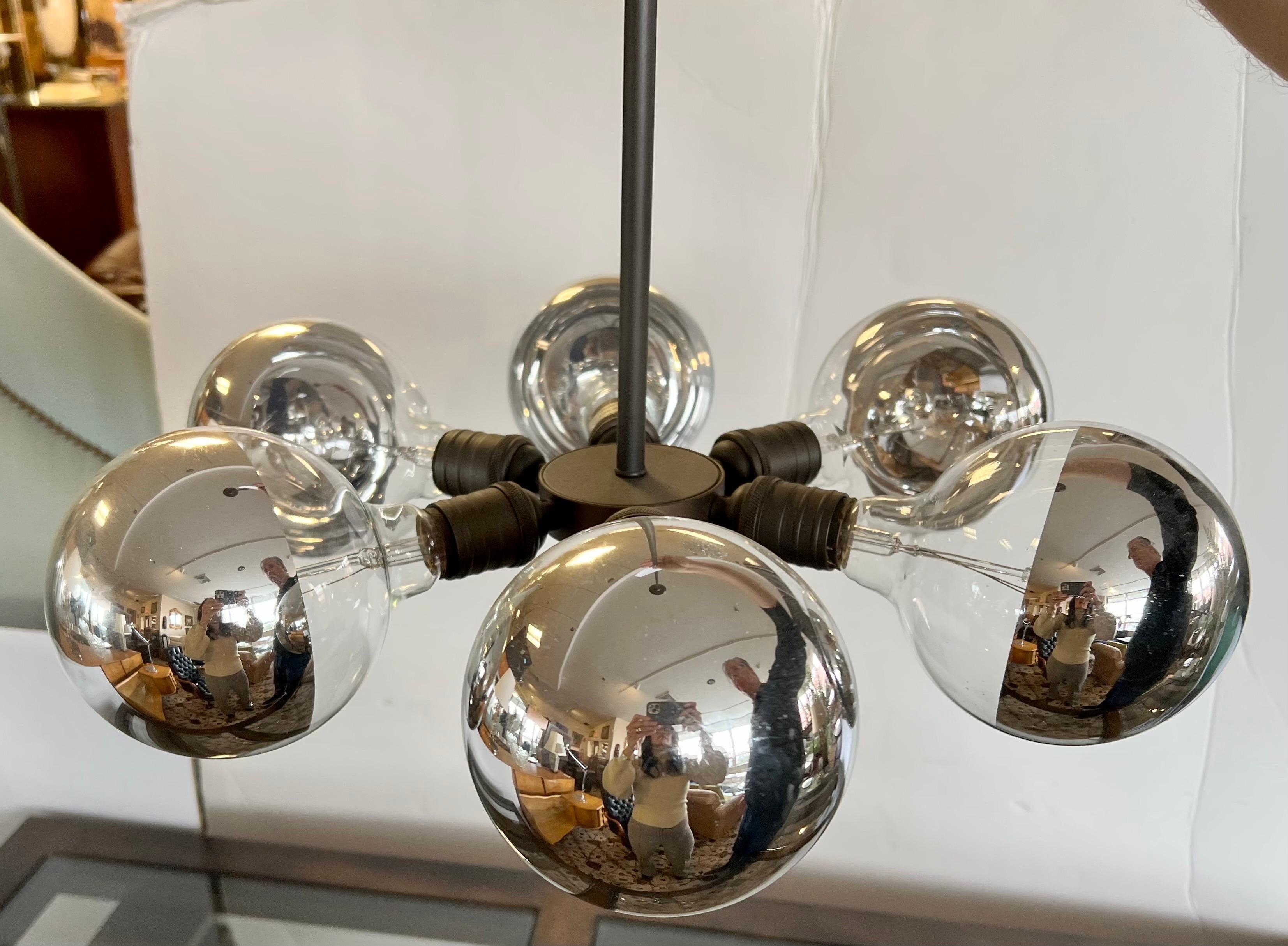American Mid-Century Modern Six Light Sputnik Atomic Circular Chandelier