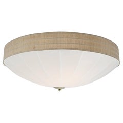 Mid-Century Modern Sizable Beige & Rattan Flush Mount, Model A2 Idman 1950s