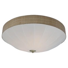 Mid-Century Modern Sizable Beige & Rattan Flush Mount, Model A2 Idman 1950s