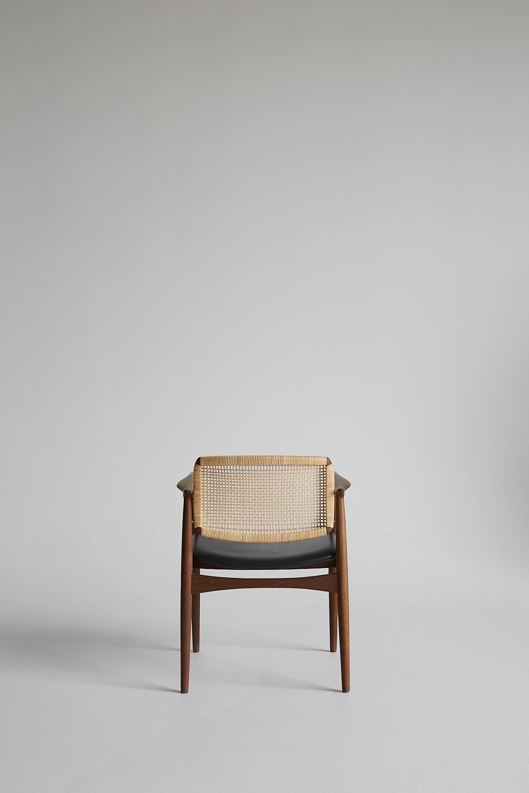 Scandinavian Modern Mid-Century modern SJ.67 Captain chair, cane, by Erik Buck. New edition For Sale