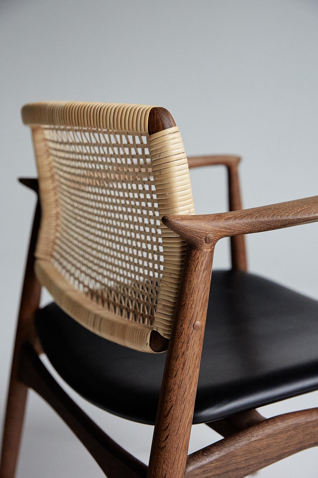 Mid-Century modern SJ.67 Captain chair, cane, by Erik Buck. New edition For Sale 1