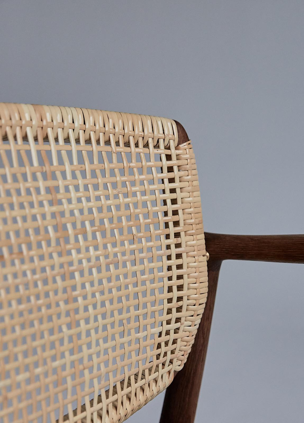 Mid-Century modern SJ.67 Captain chair, cane, by Erik Buck. New edition For Sale 2