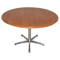 Mid-Century Modern Skovmand & Andersen Dänemark Teakholz Runder Tisch Verstellbar