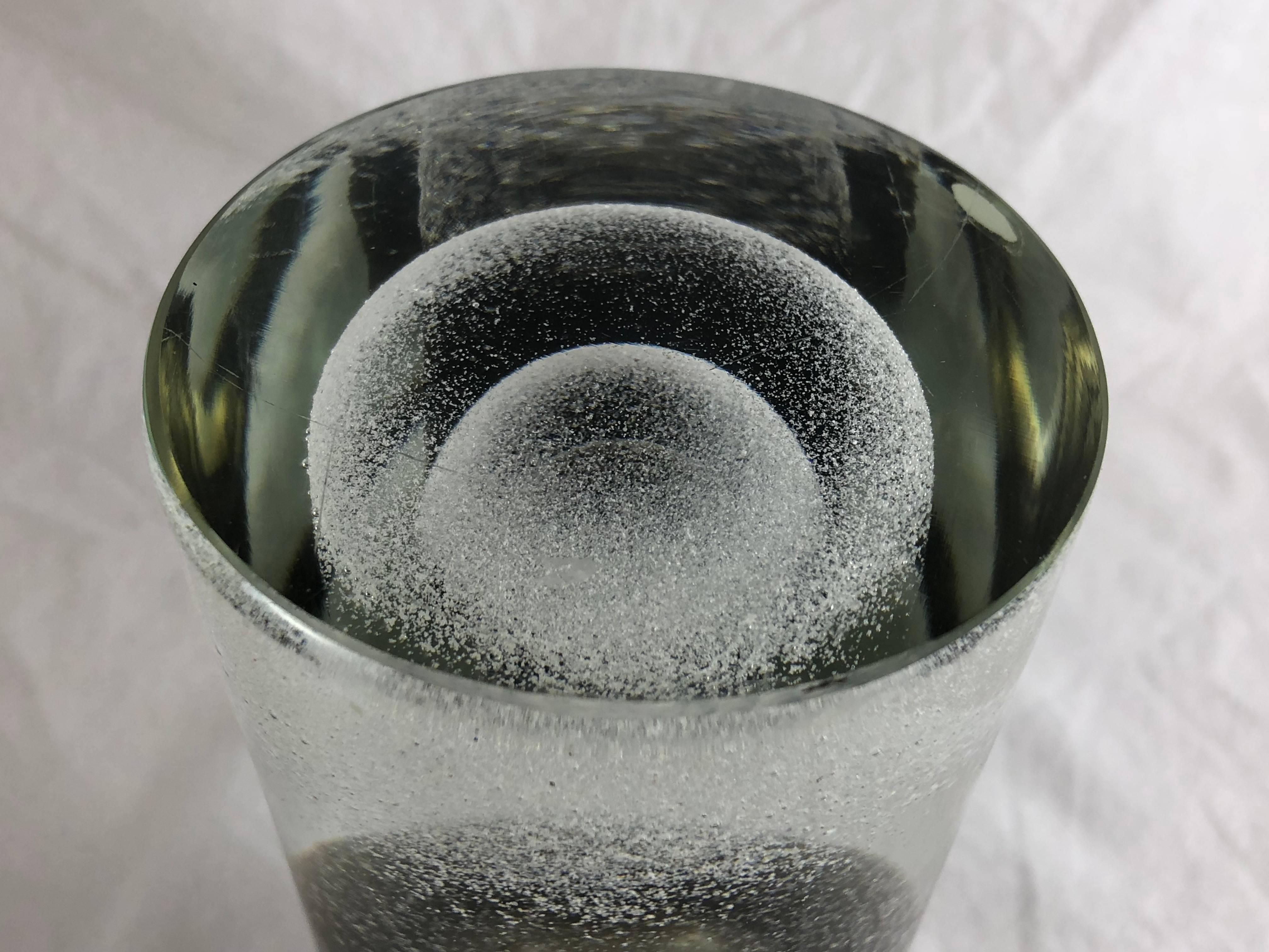 Blown Glass Mid-Century Modern Skrdlovic Czechoslovakian Glass Vase, Grey