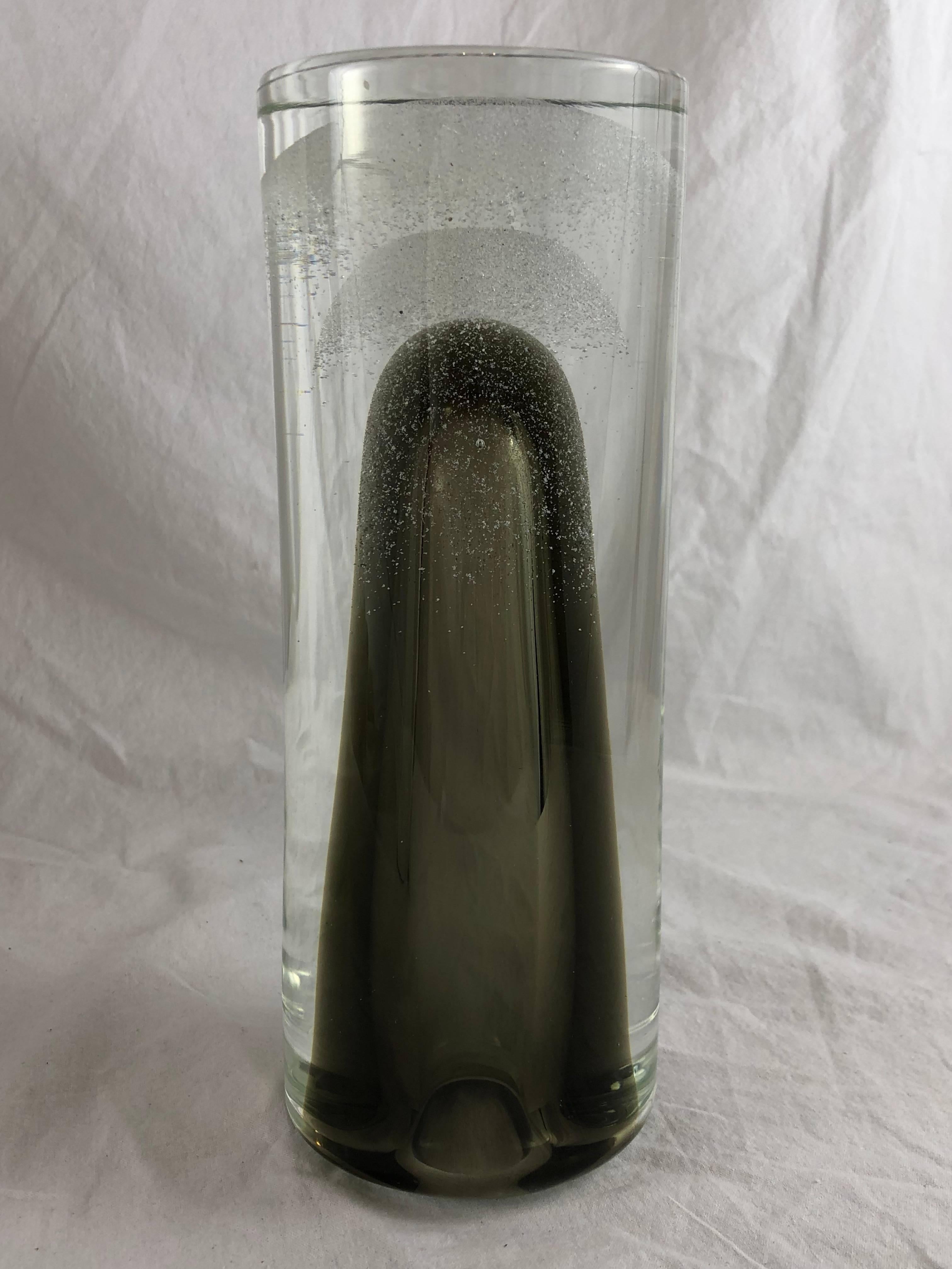 Mid-Century Modern Skrdlovic Czechoslovakian Glass Vase, Grey 3