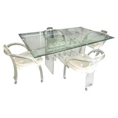 Mid-Century Modern "Skyscraper" Lucite and Glass Dining Set - 5 Pieces.