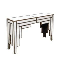 Verspiegelter Konsolen-/Sofatisch im Wolkenkratzer-Stil von James Mont, Moderne der Mitte des Jahrhunderts