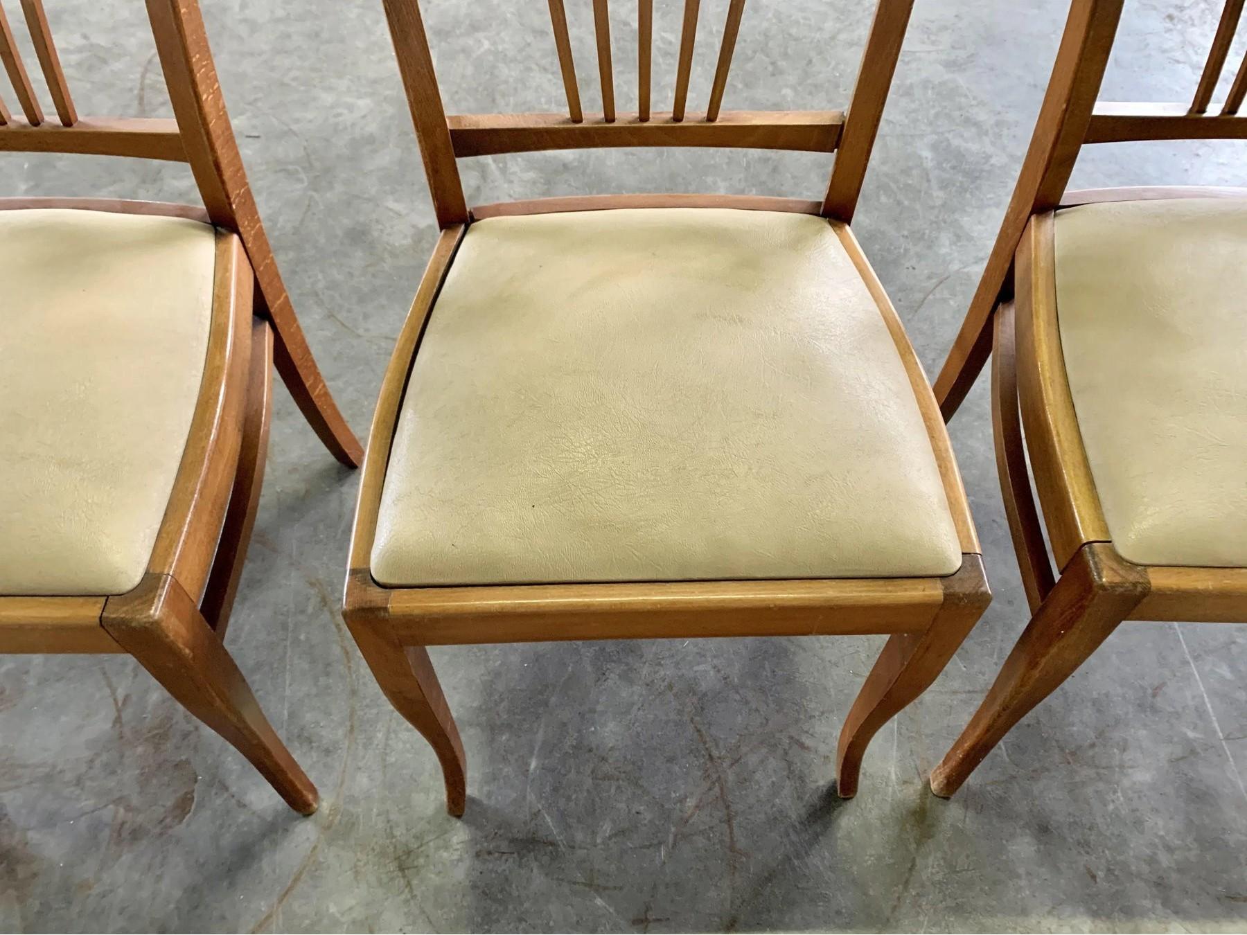 Mid Century Modern Slat Back Dining Chairs - Set of 4 en vente 4