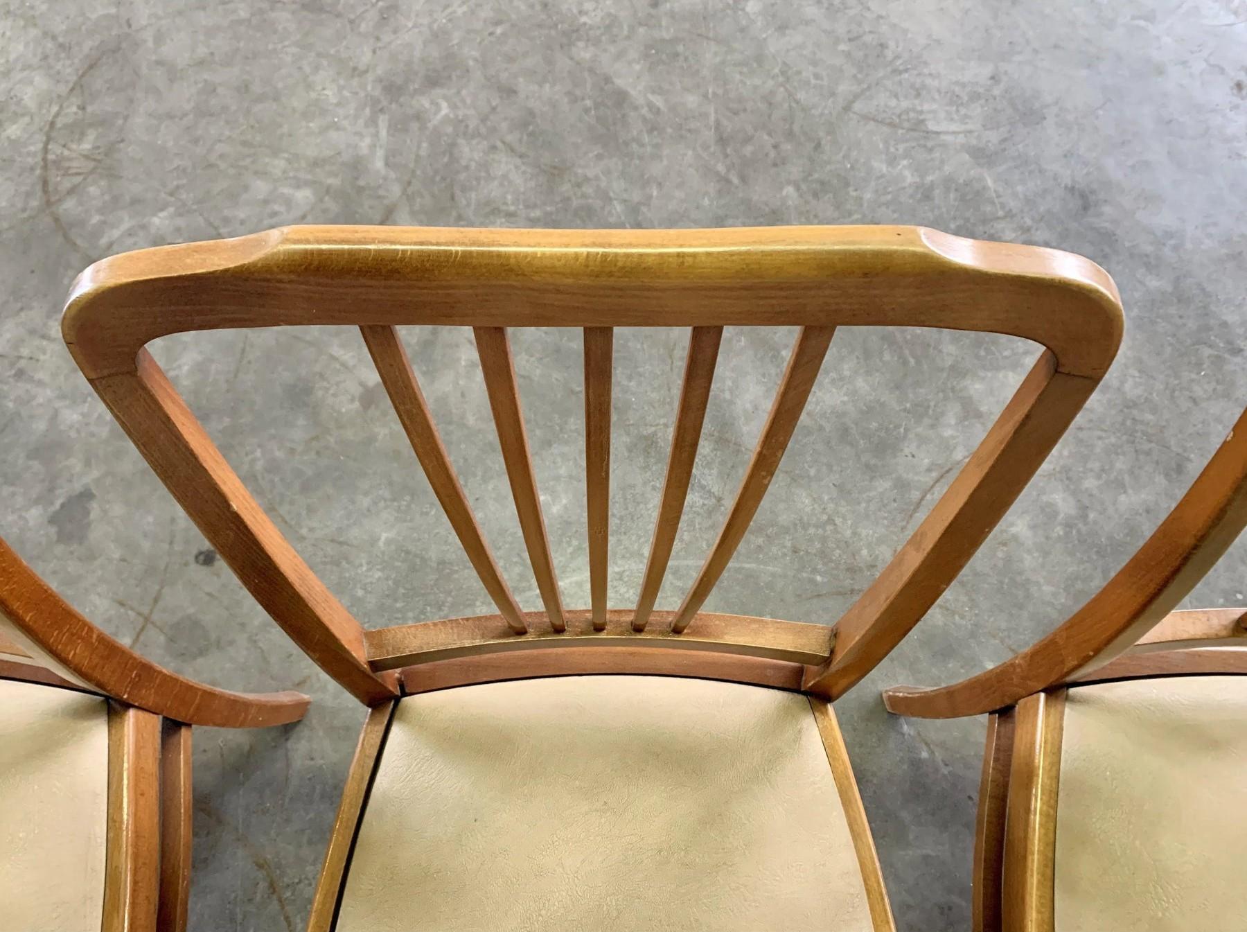 Mid Century Modern Slat Back Dining Chairs - Set of 4 en vente 5