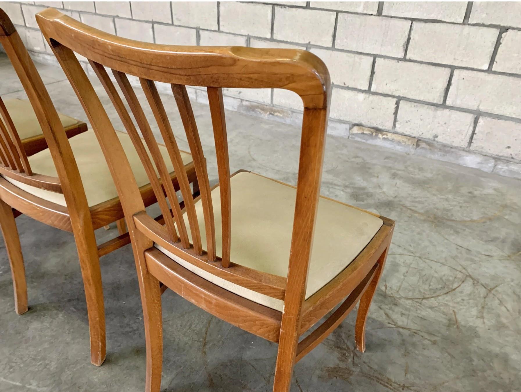 Mid Century Modern Slat Back Dining Chairs - Set of 4 en vente 2