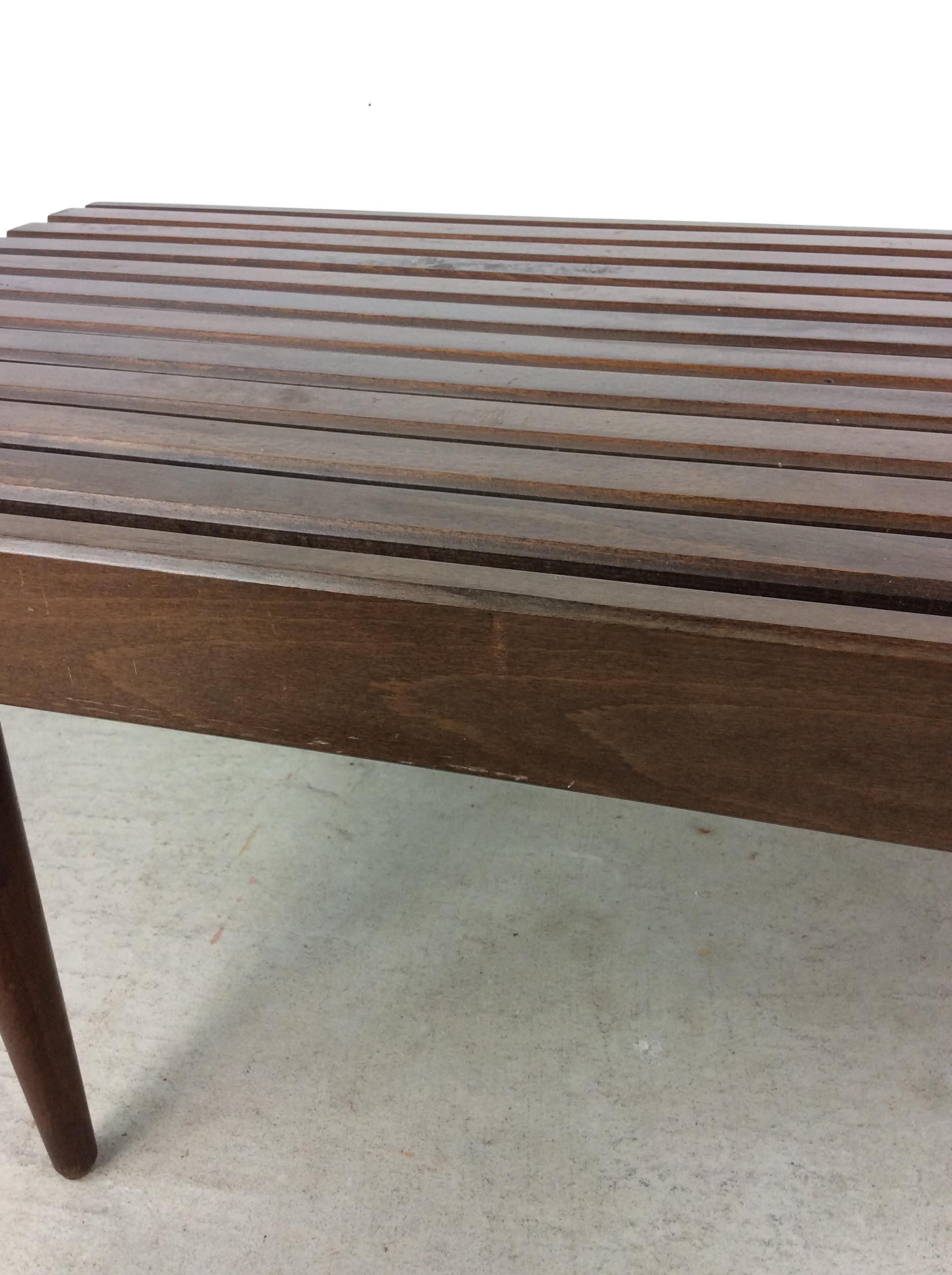 Mid Century Modern Slat Bench Coffee Table For Sale 1