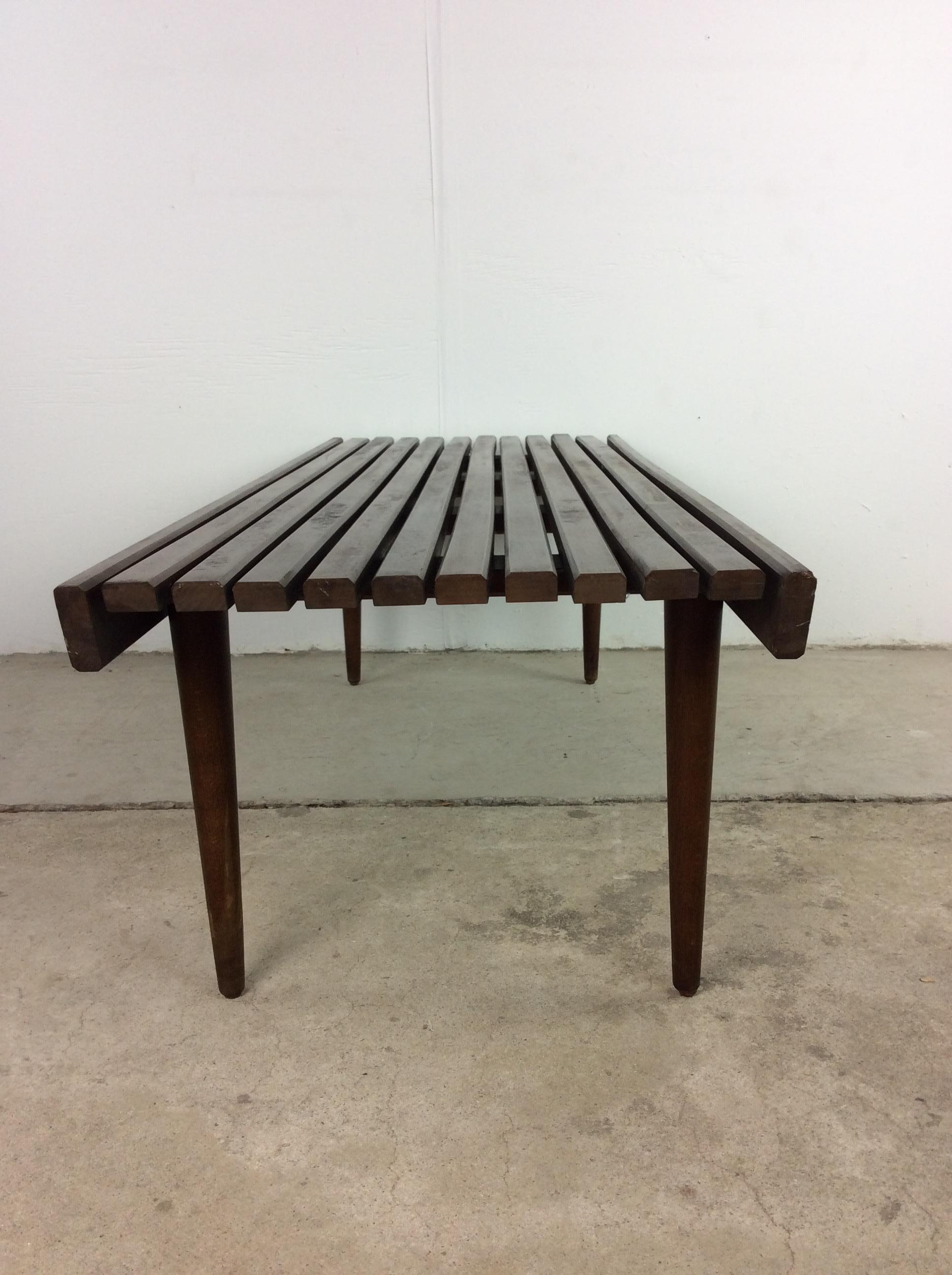 Mid Century Modern Slat Bench Coffee Table For Sale 3