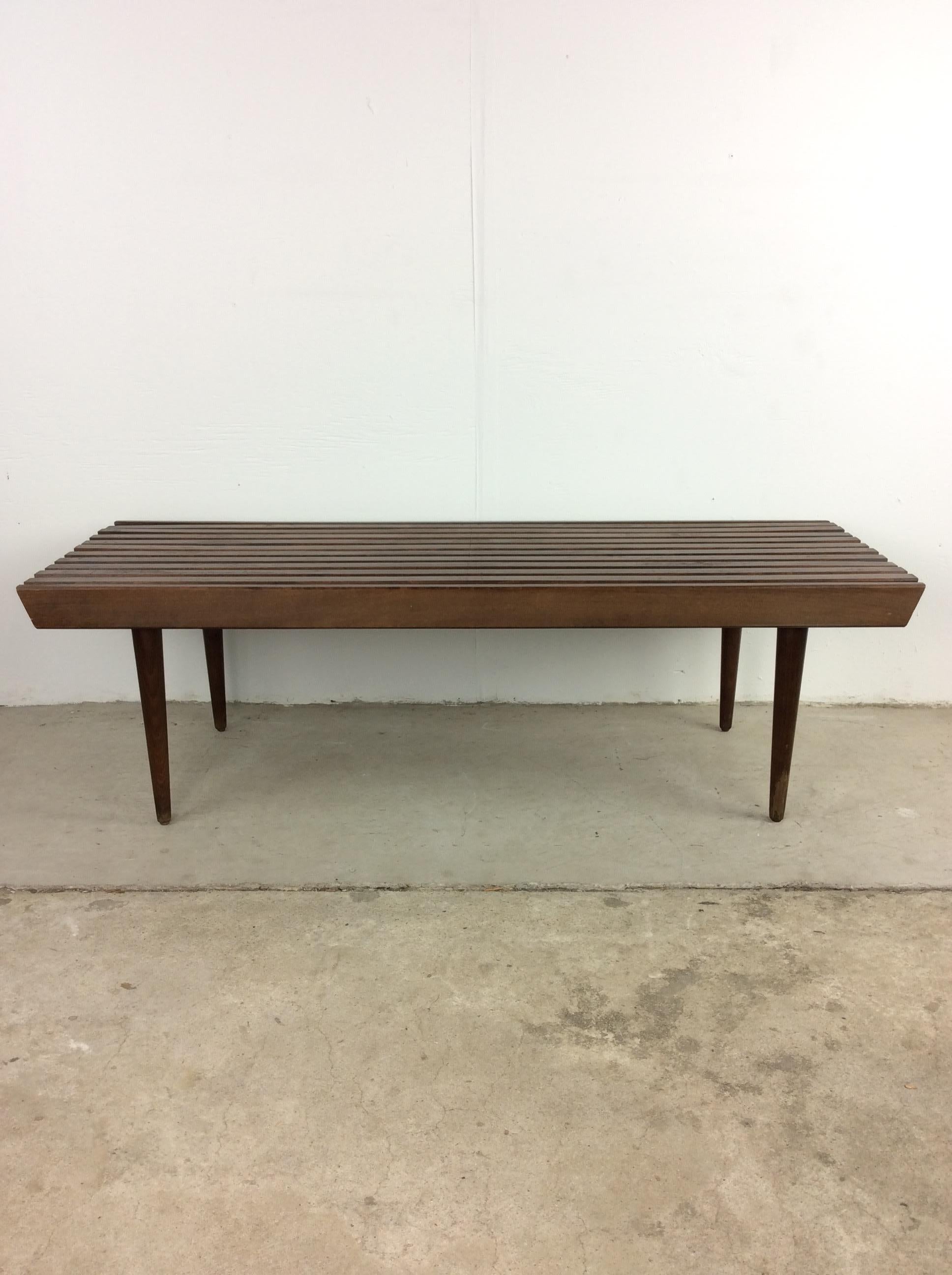 Mid Century Modern Slat Bench Coffee Table For Sale 7