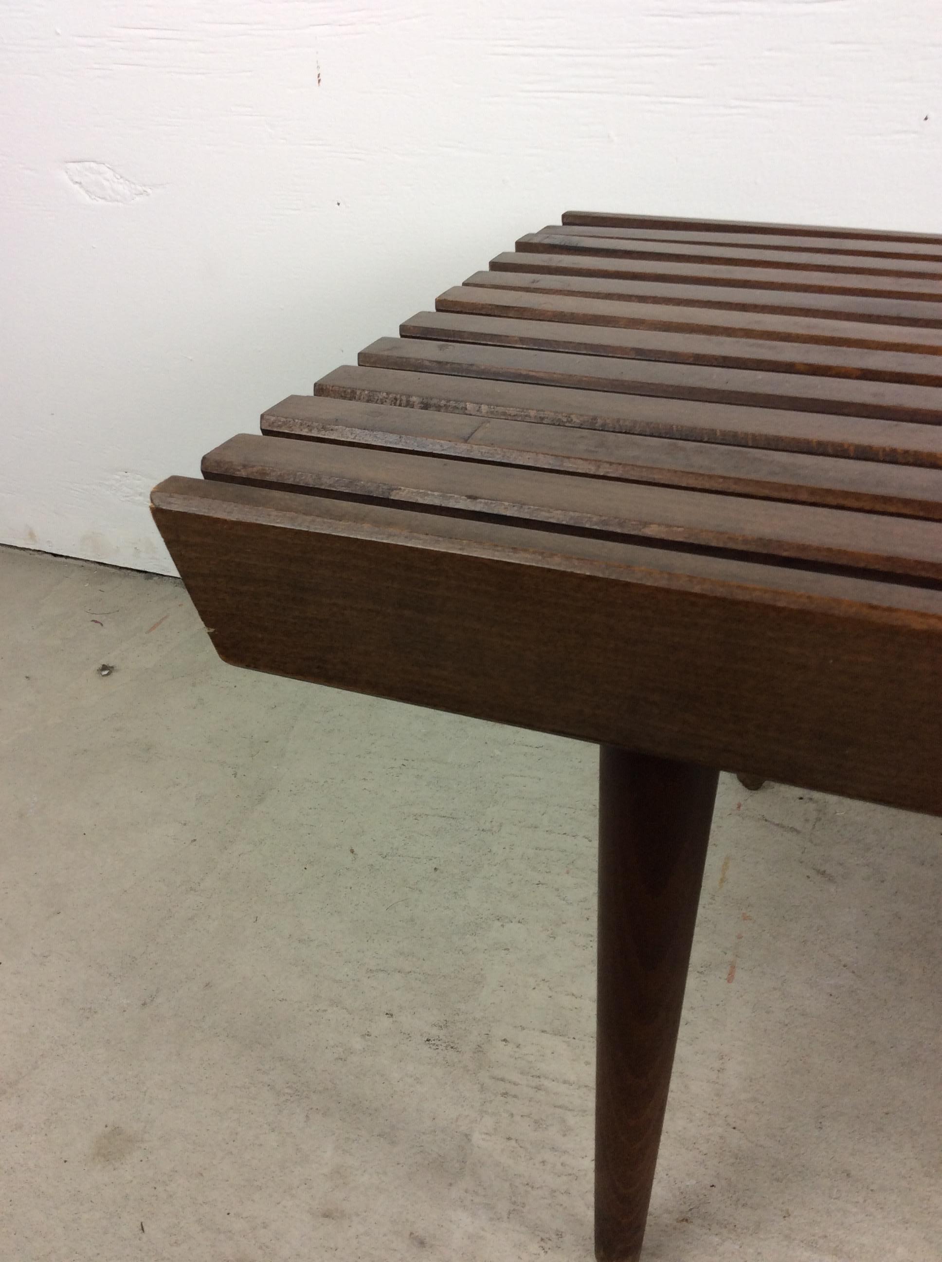 Mid Century Modern Slat Bench Coffee Table For Sale 8