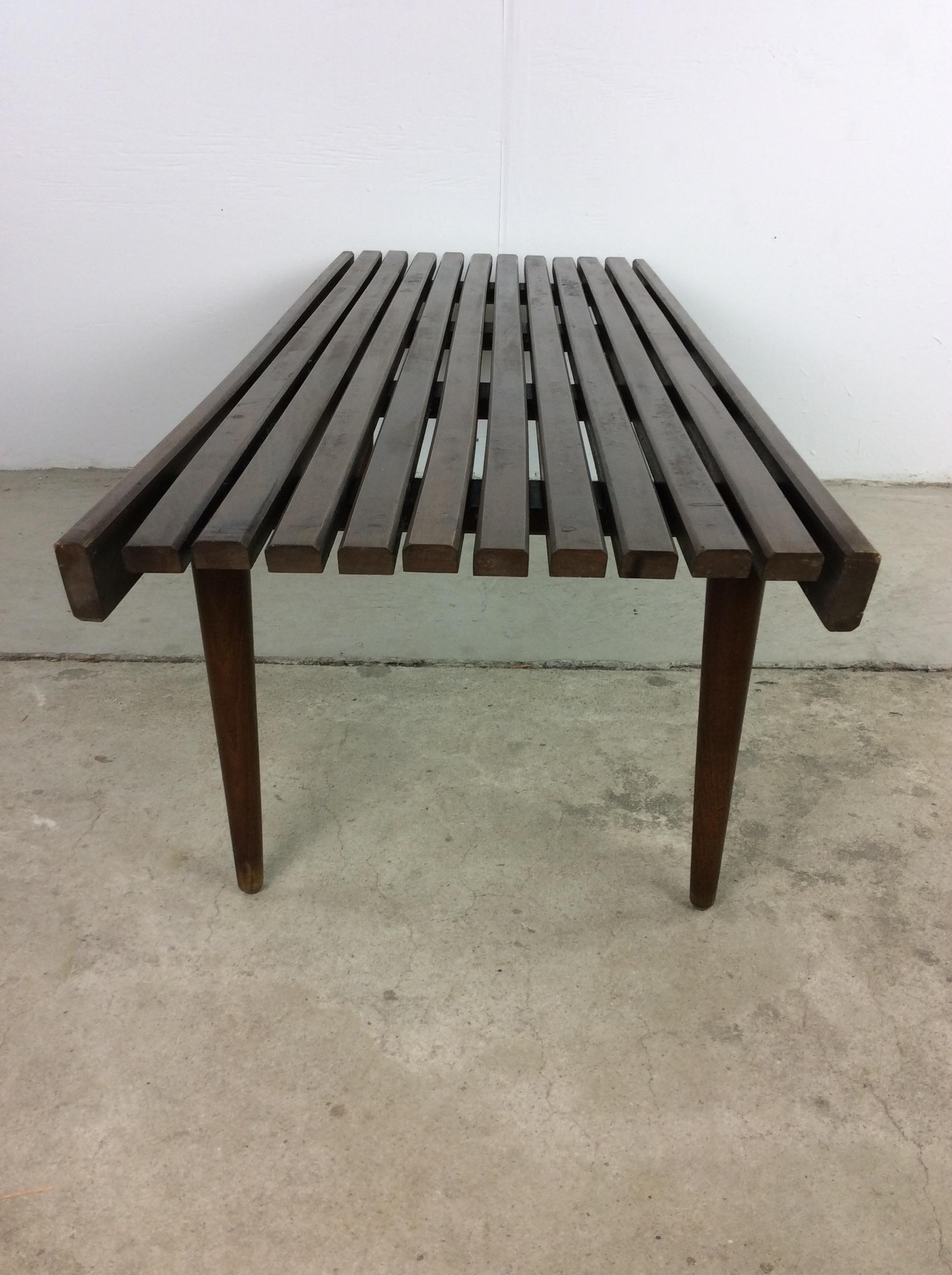 Mid Century Modern Slat Bench Coffee Table For Sale 9