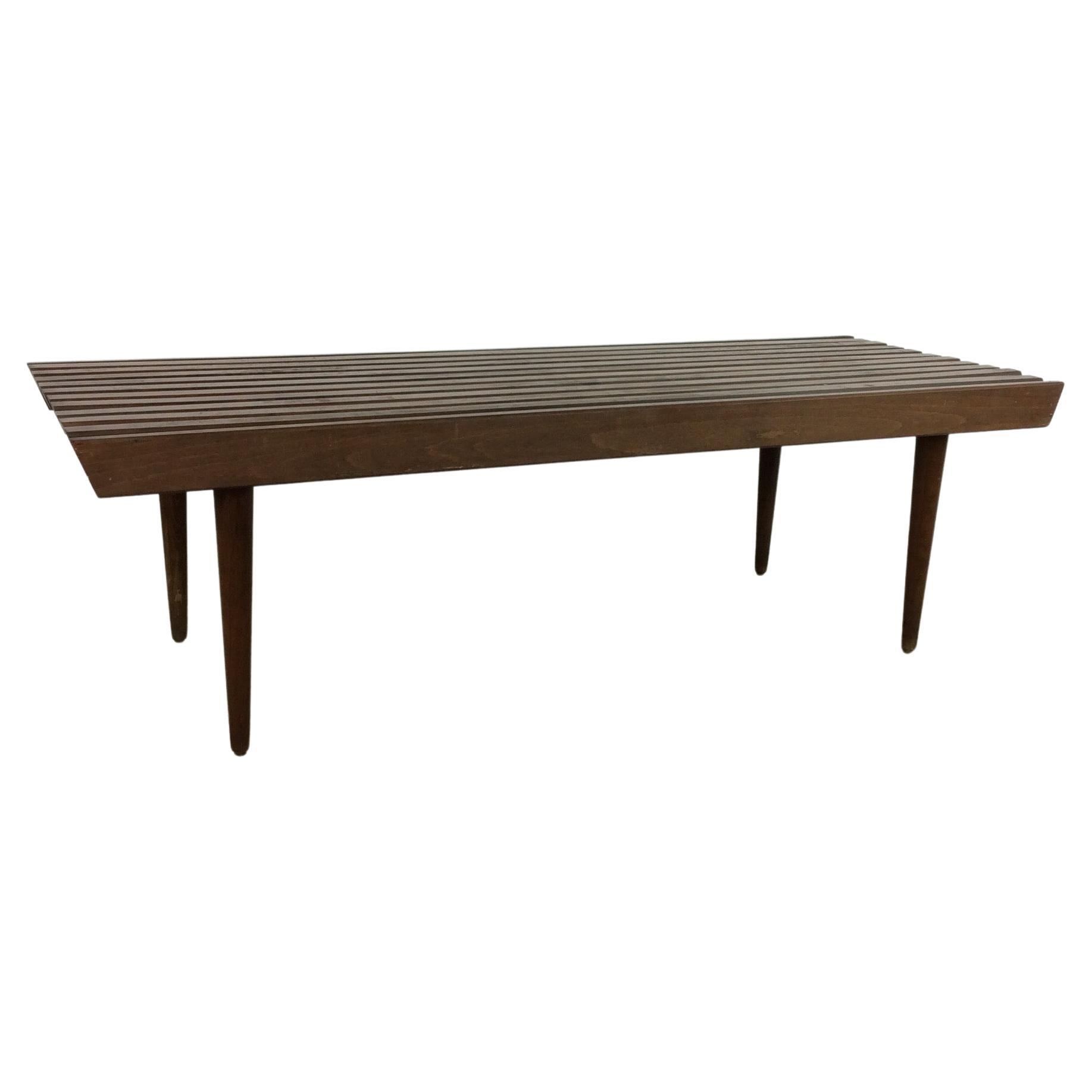 Mid Century Modern Slat Bench Coffee Table For Sale