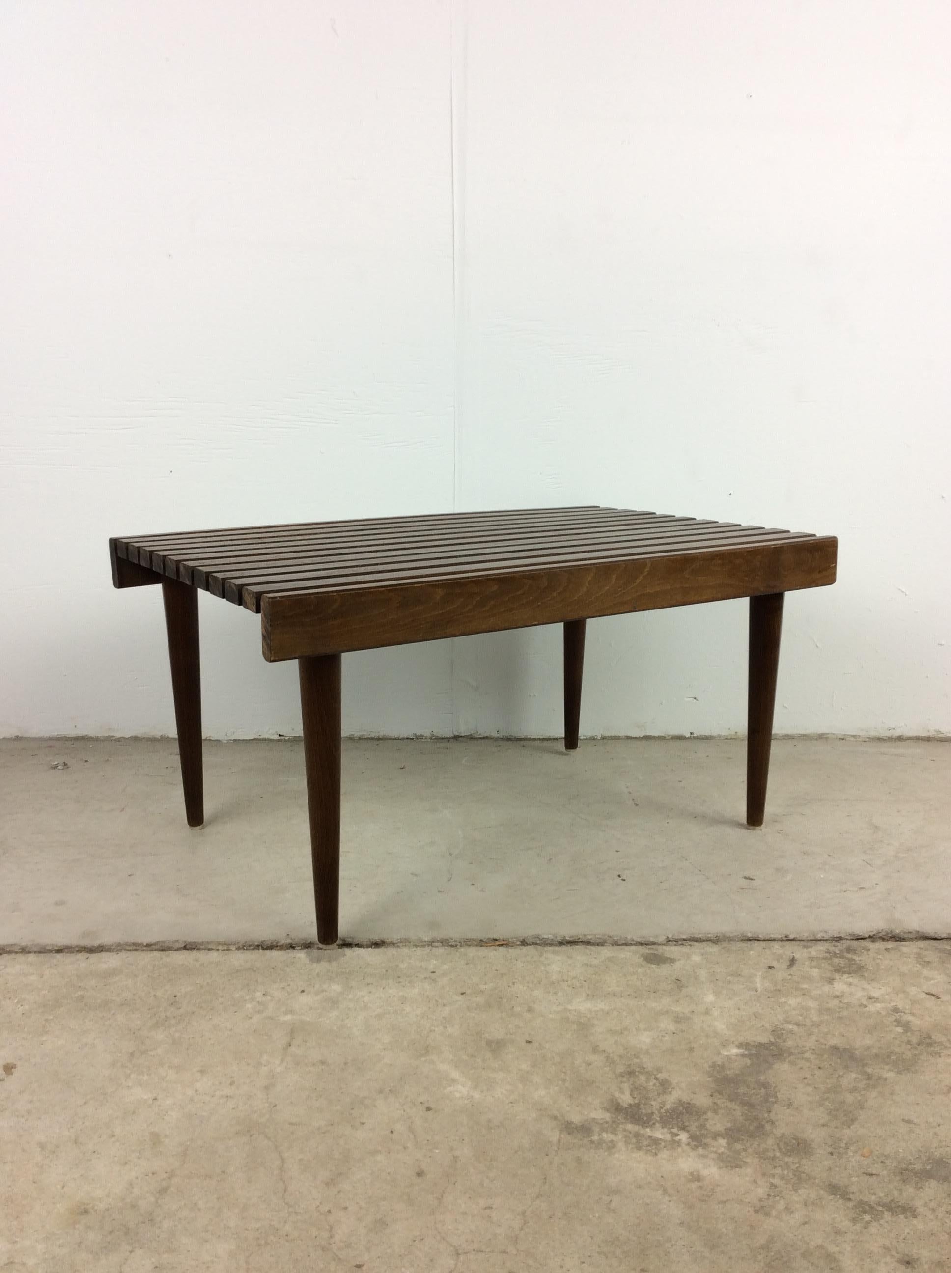 Mid Century Modern Slat Bench End Table in the style of Adrian Pearsall