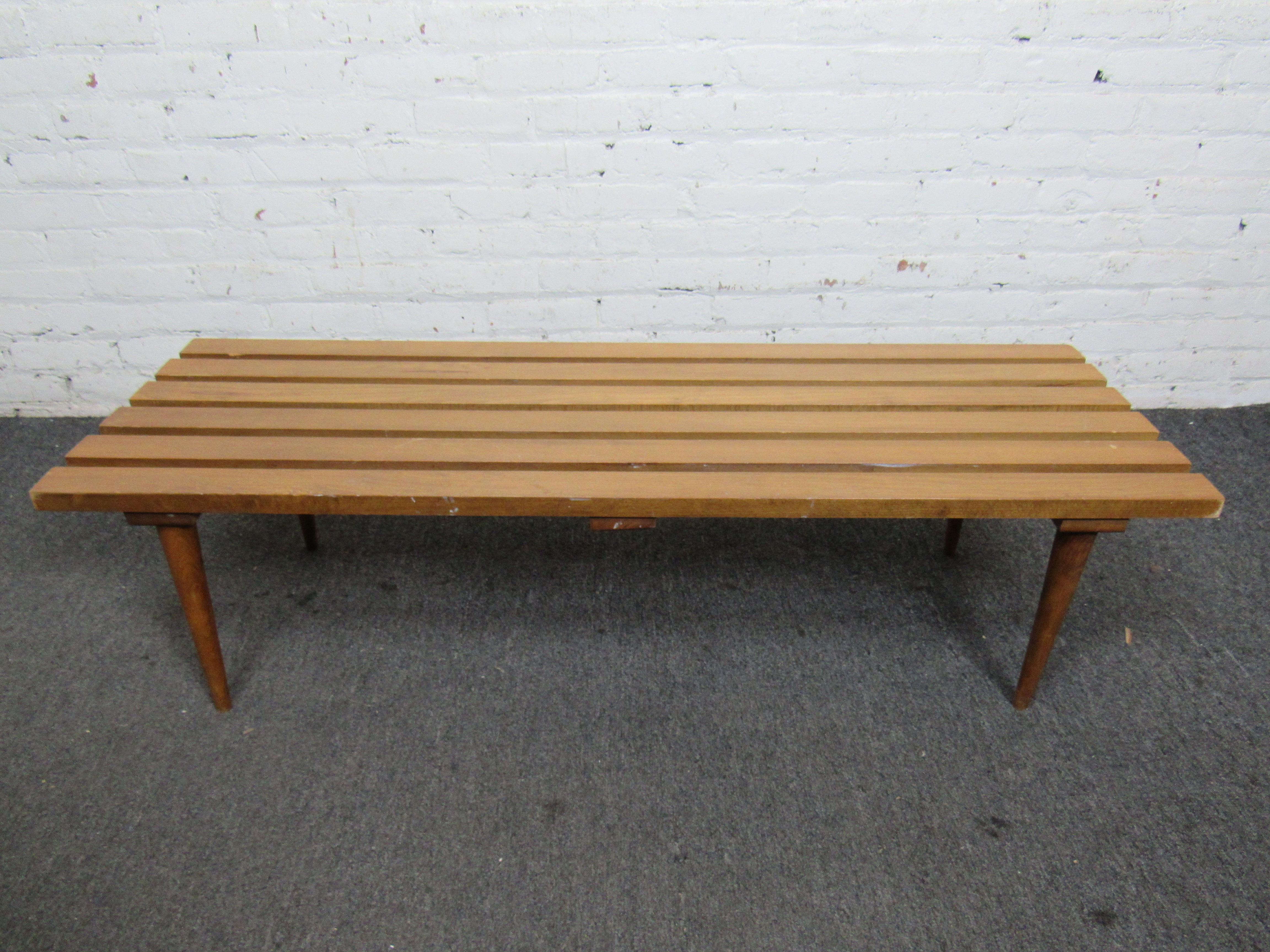 Solid mid-century slate bench. 
(Please confirm item location - NY or NJ - with dealer).
 