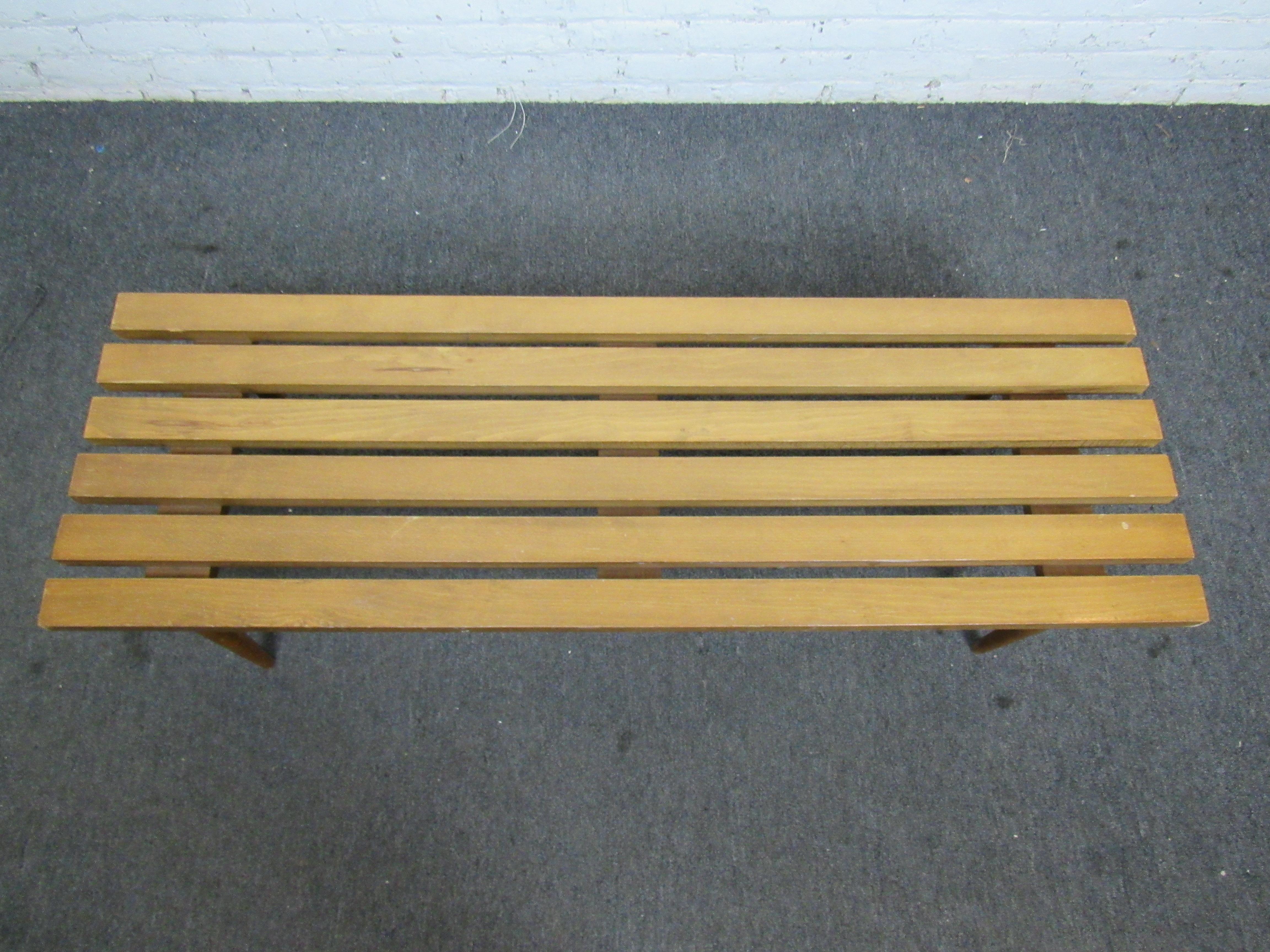 mid century slatted bench