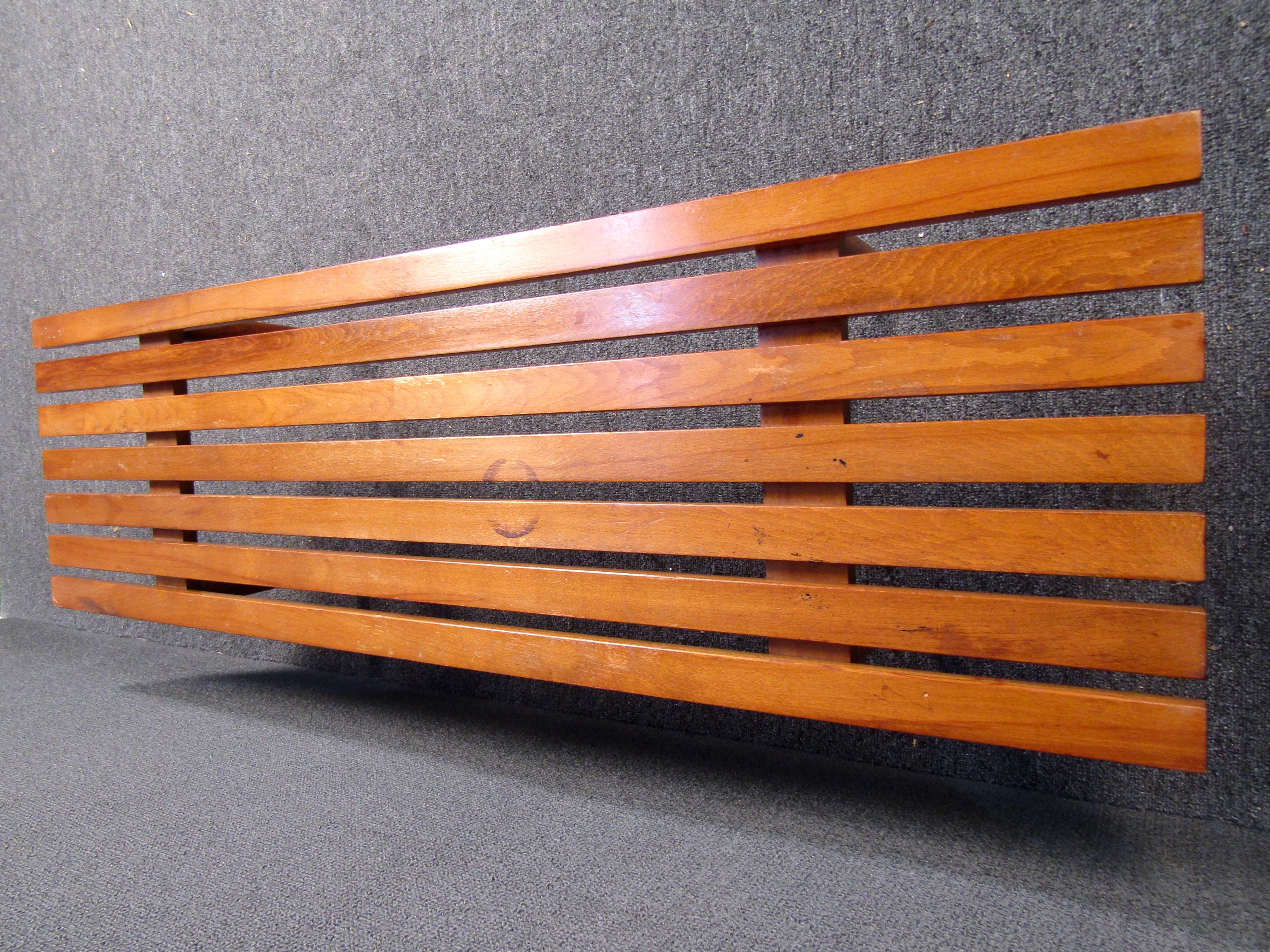 mid century slatted bench