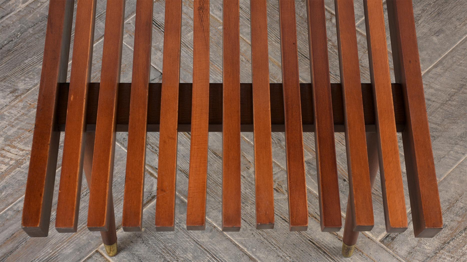 Mid-Century Modern Slat Bench In Good Condition In Los Angeles, CA
