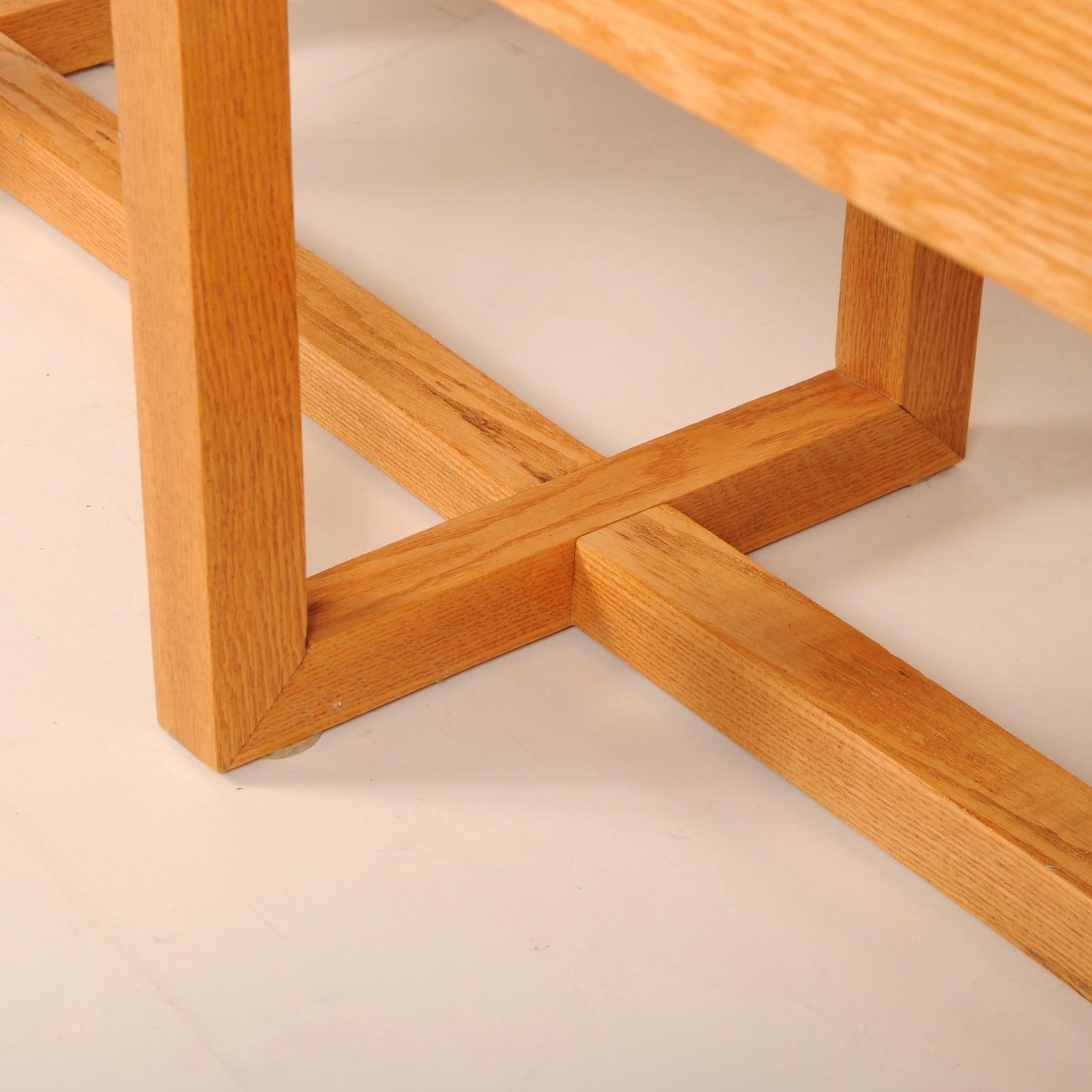 Oak Mid-Century Modern Slat Bench