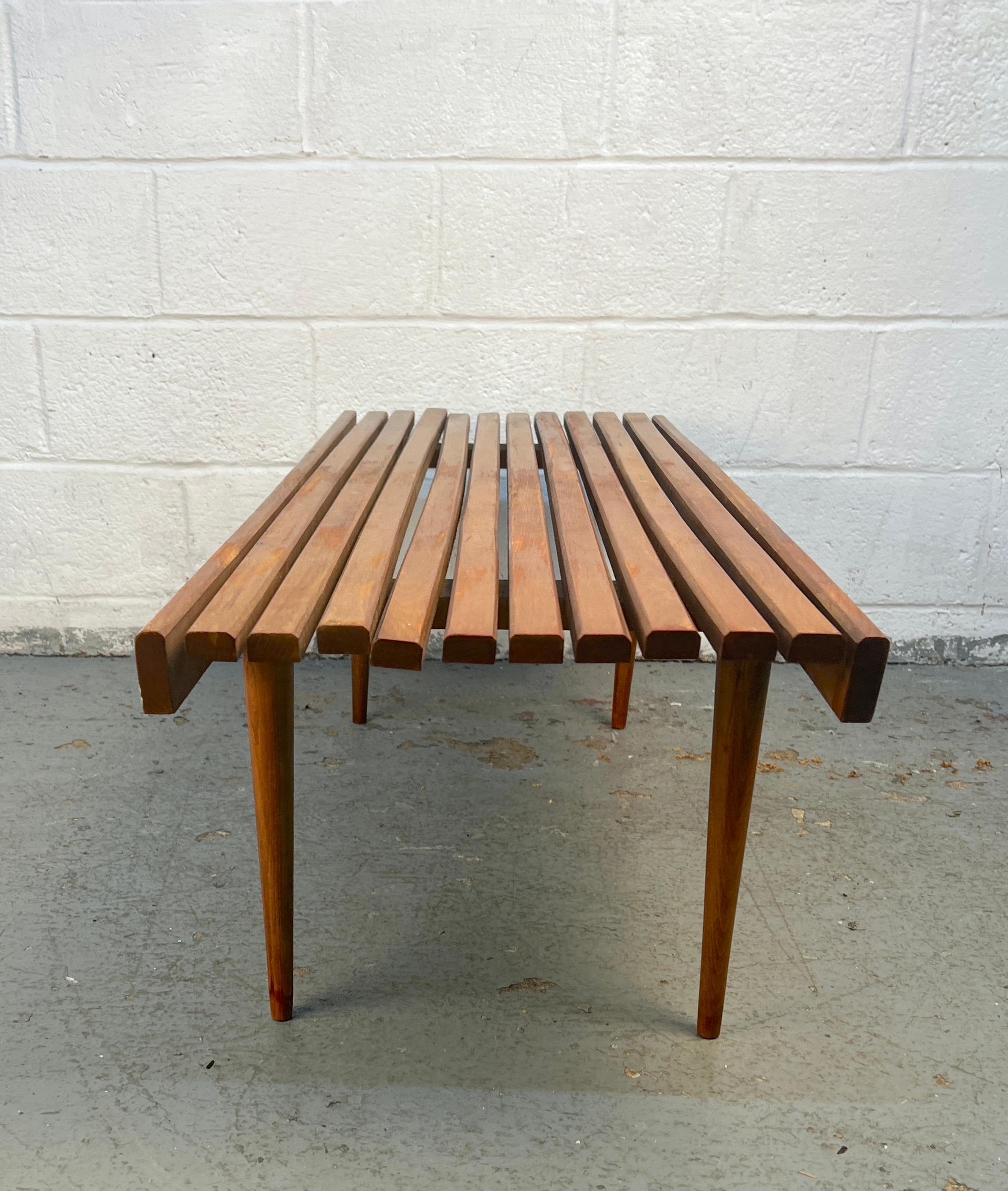 Mid-Century Modern Slat Bench For Sale 1