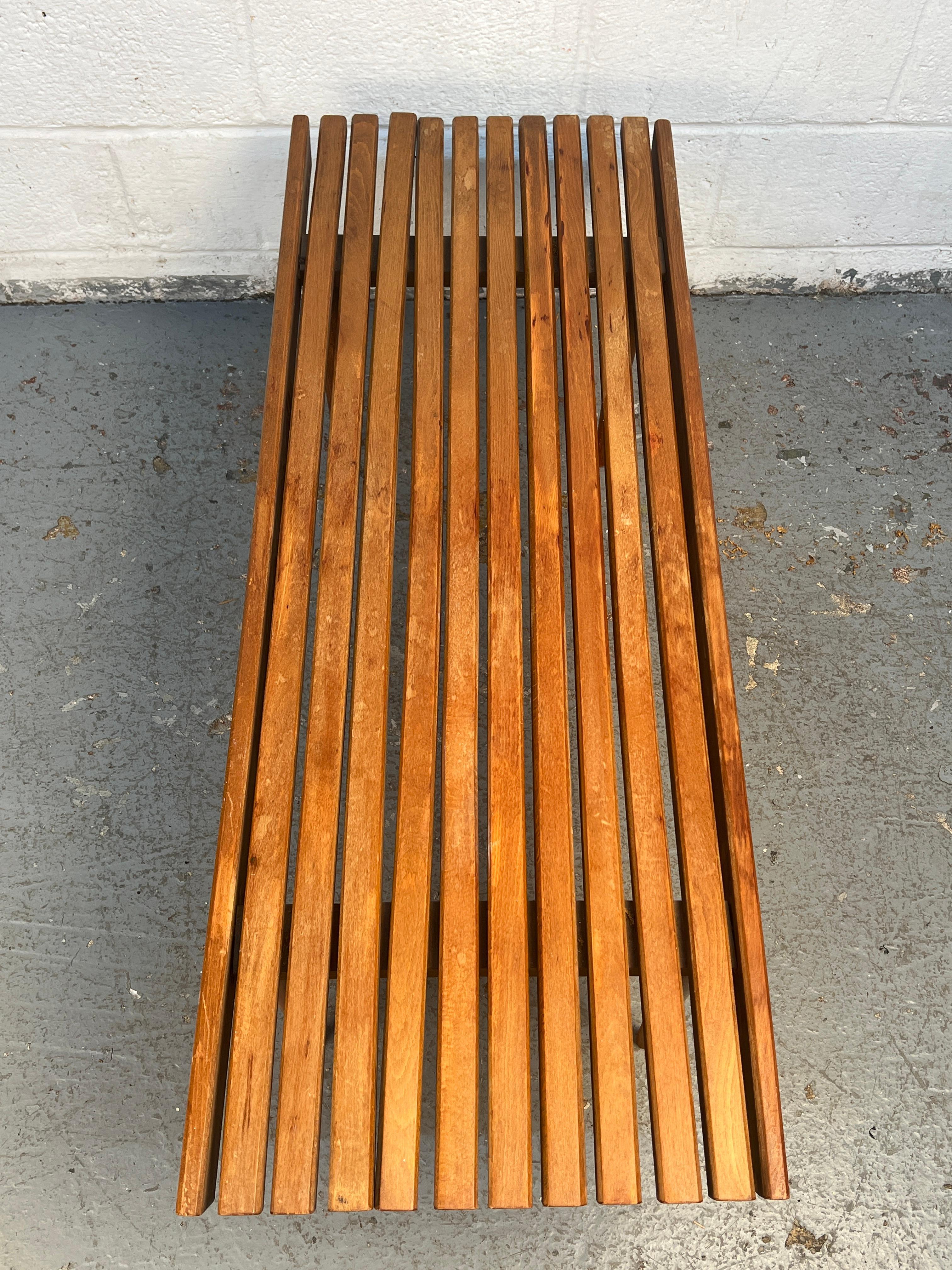 Mid-Century Modern Slat Bench For Sale 2