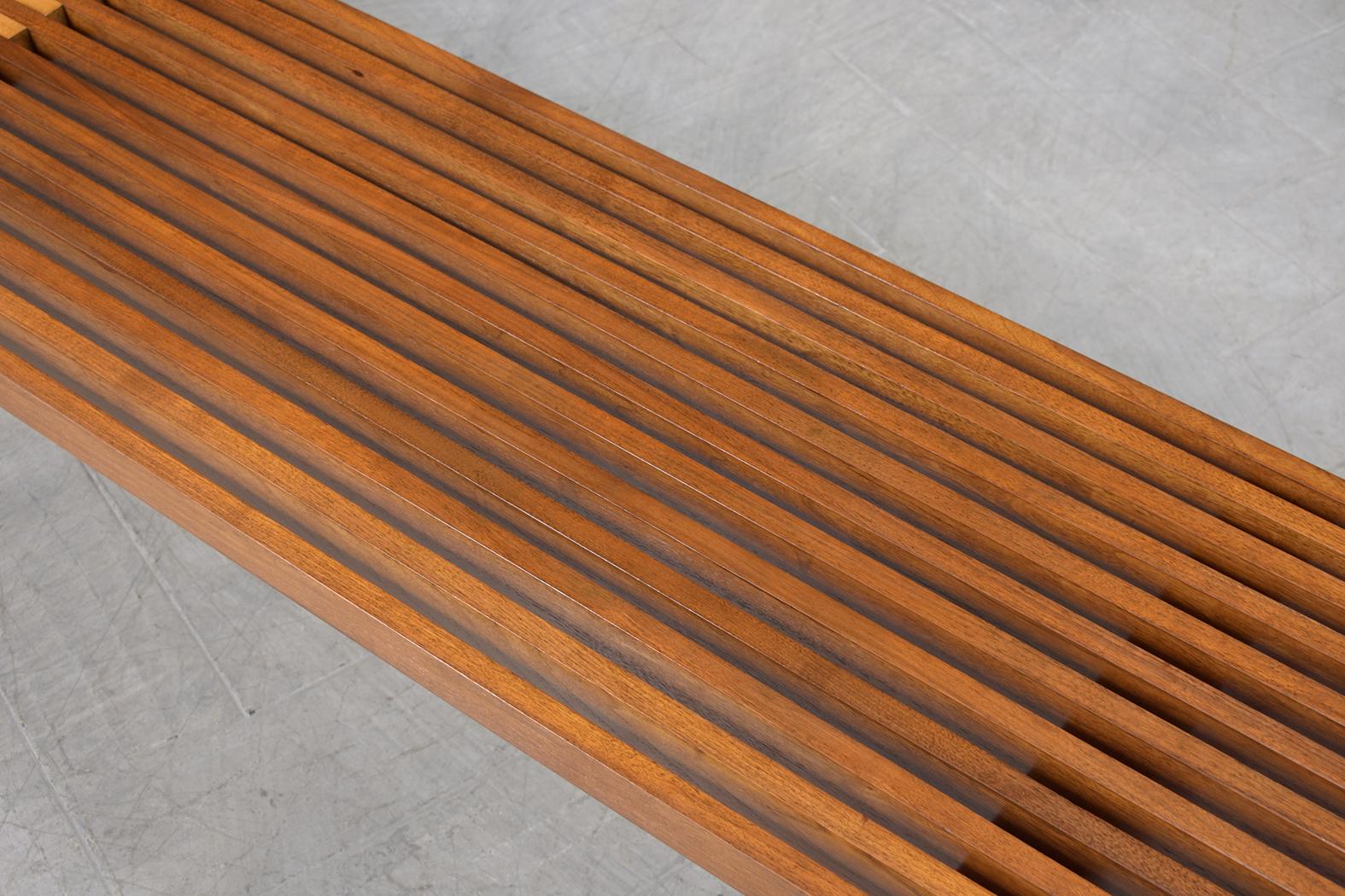 Mid-20th Century Restored Mid-Century Modern Slatted Bench